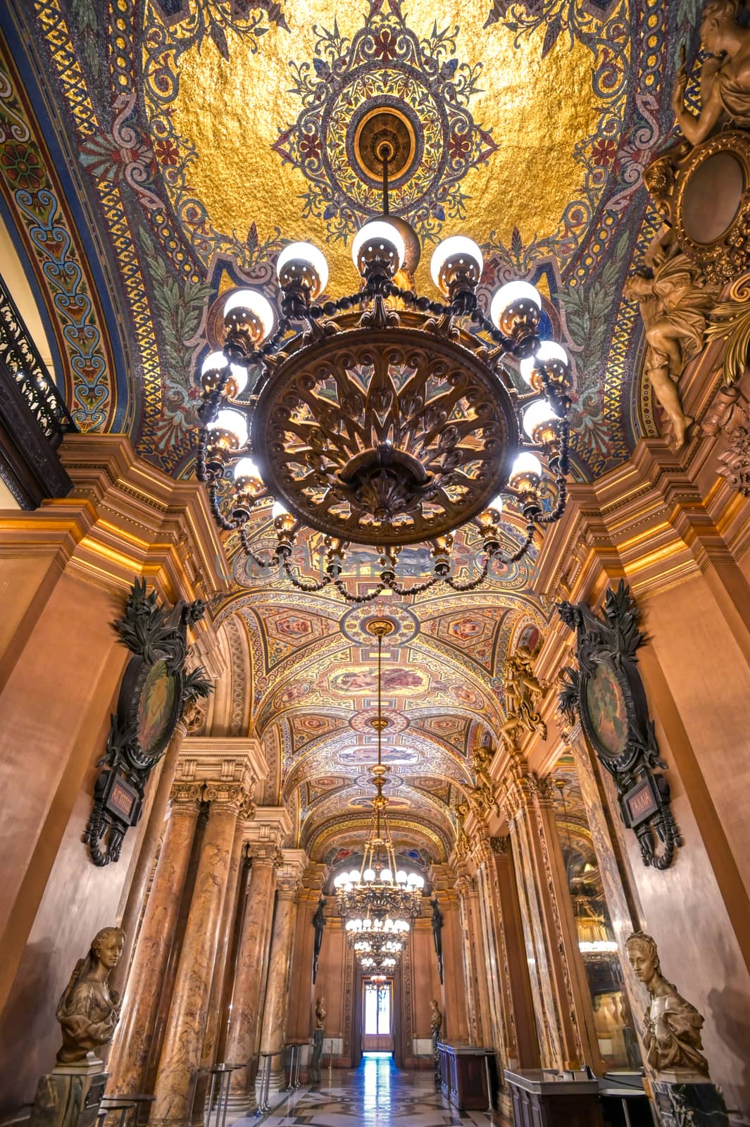 Paris, France - April 23, 2019 - The interior of the Palais Garnier located in Paris, France.