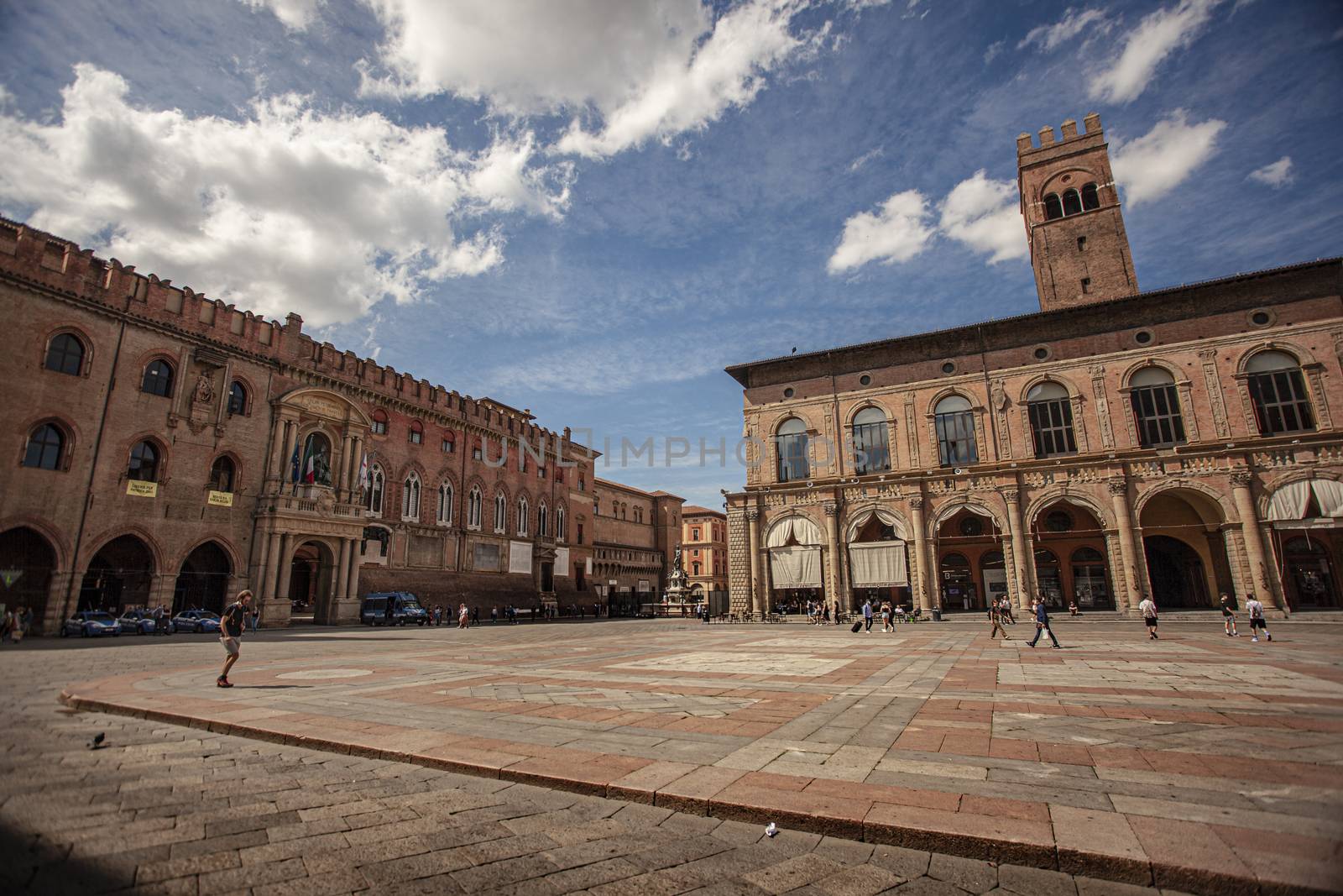 BOLOGNA, ITALY 17 JUNE 2020: Piazza Maggiore in Bologna, Italy