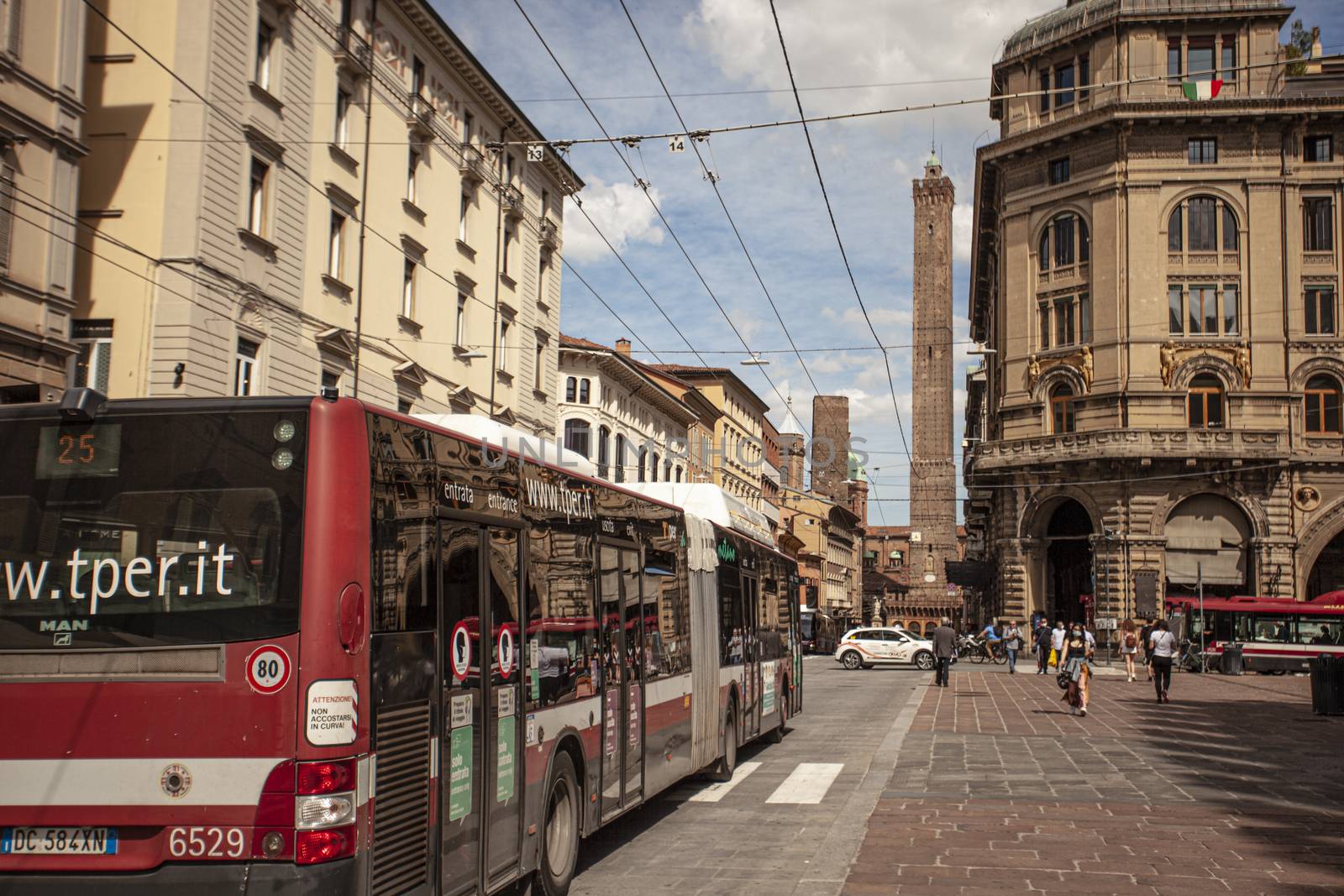 BOLOGNA, ITALY 17 JUNE 2020: Bus in Bologna's street