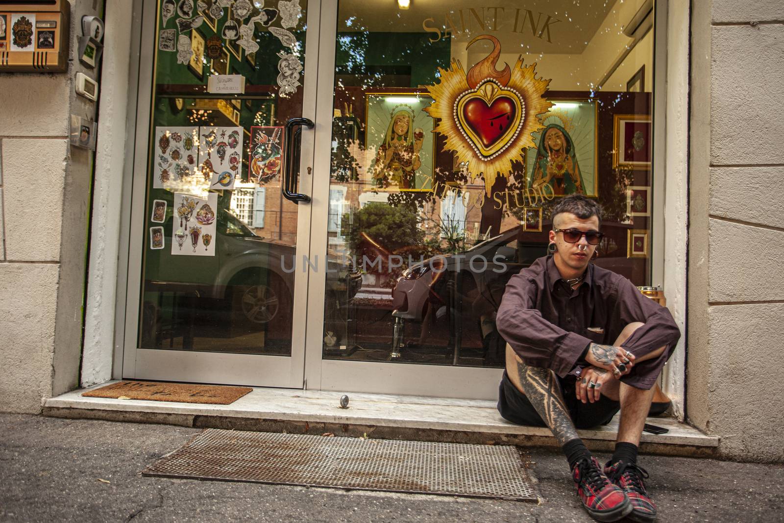 BOLOGNA, ITALY 17 JUNE 2020: Punk boy on the streets