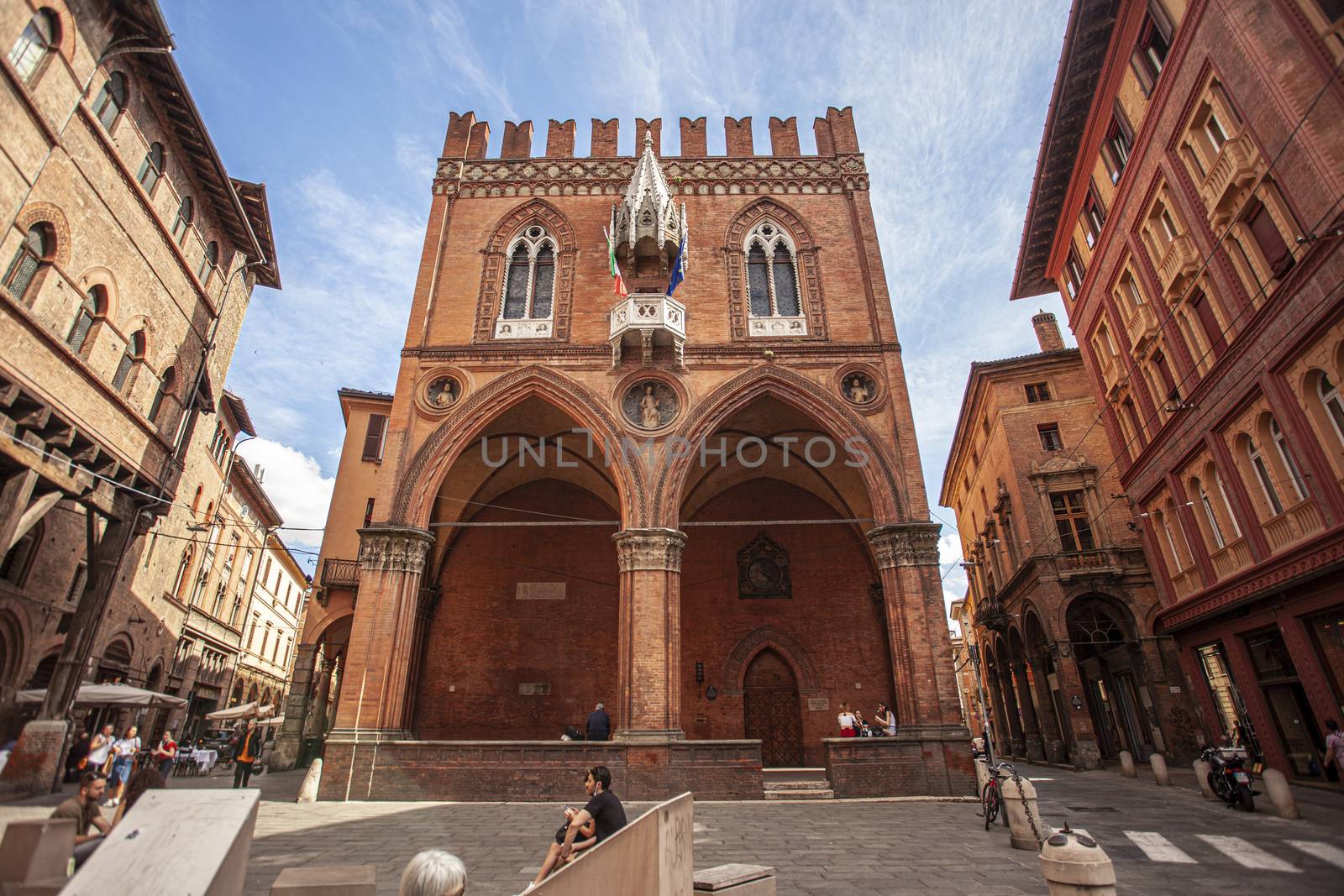 BOLOGNA, ITALY 17 JUNE 2020: Porta Ravegnana in Bologna: an ancient building in the italian city