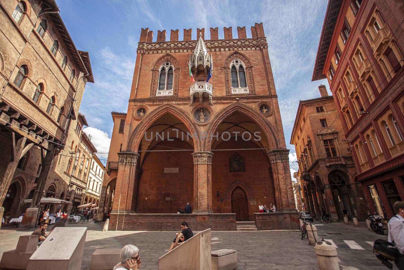 BOLOGNA, ITALY 17 JUNE 2020: Porta Ravegnana in Bologna: an ancient building in the italian city