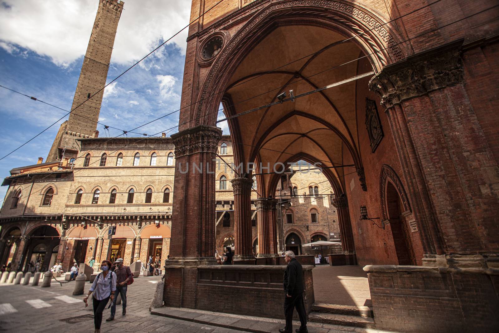 BOLOGNA, ITALY 17 JUNE 2020: Porta Ravegnana in Bologna: an ancient building in the italian city