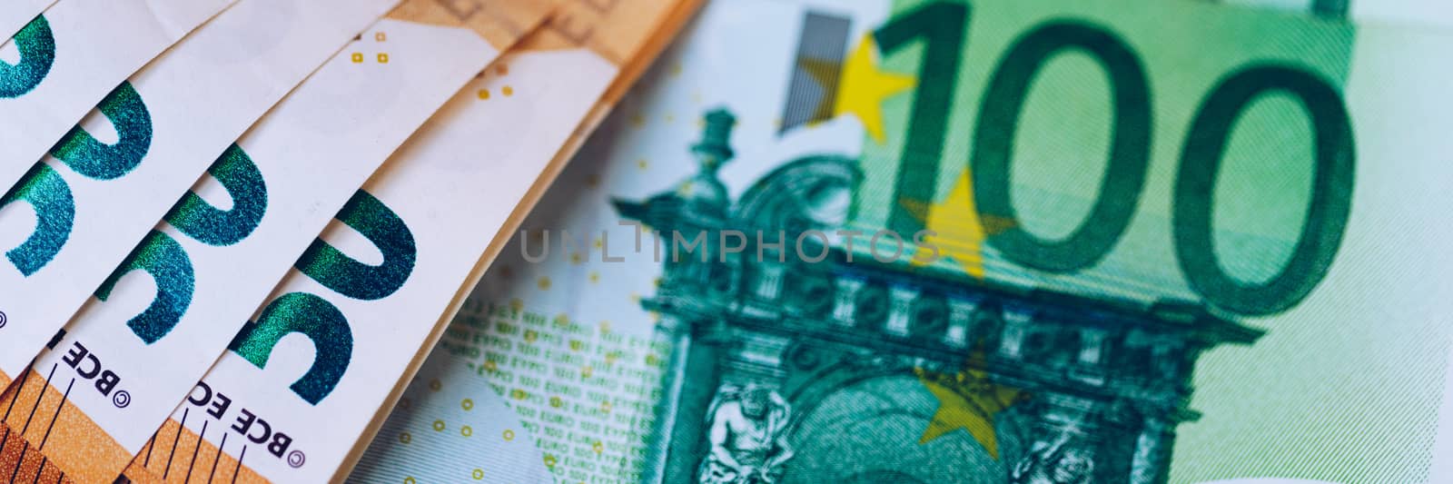 Euro money, Euro cash background. Banknotes of the european union. Euro cash. Many Euro banknotes of different values. 