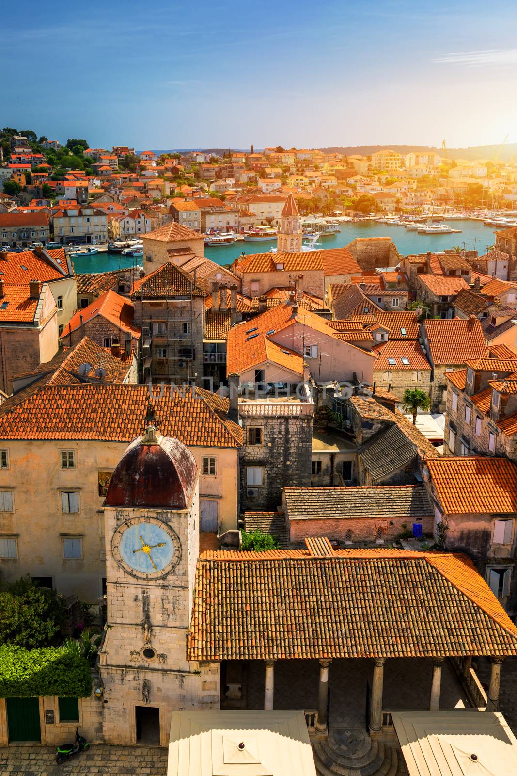 Old town of Trogir in Dalmatia, Croatia. Trogir old town. Near Split in Croatia. The picturesque and historical city of Trogir in Balkan, Dalmatia, Croatia.