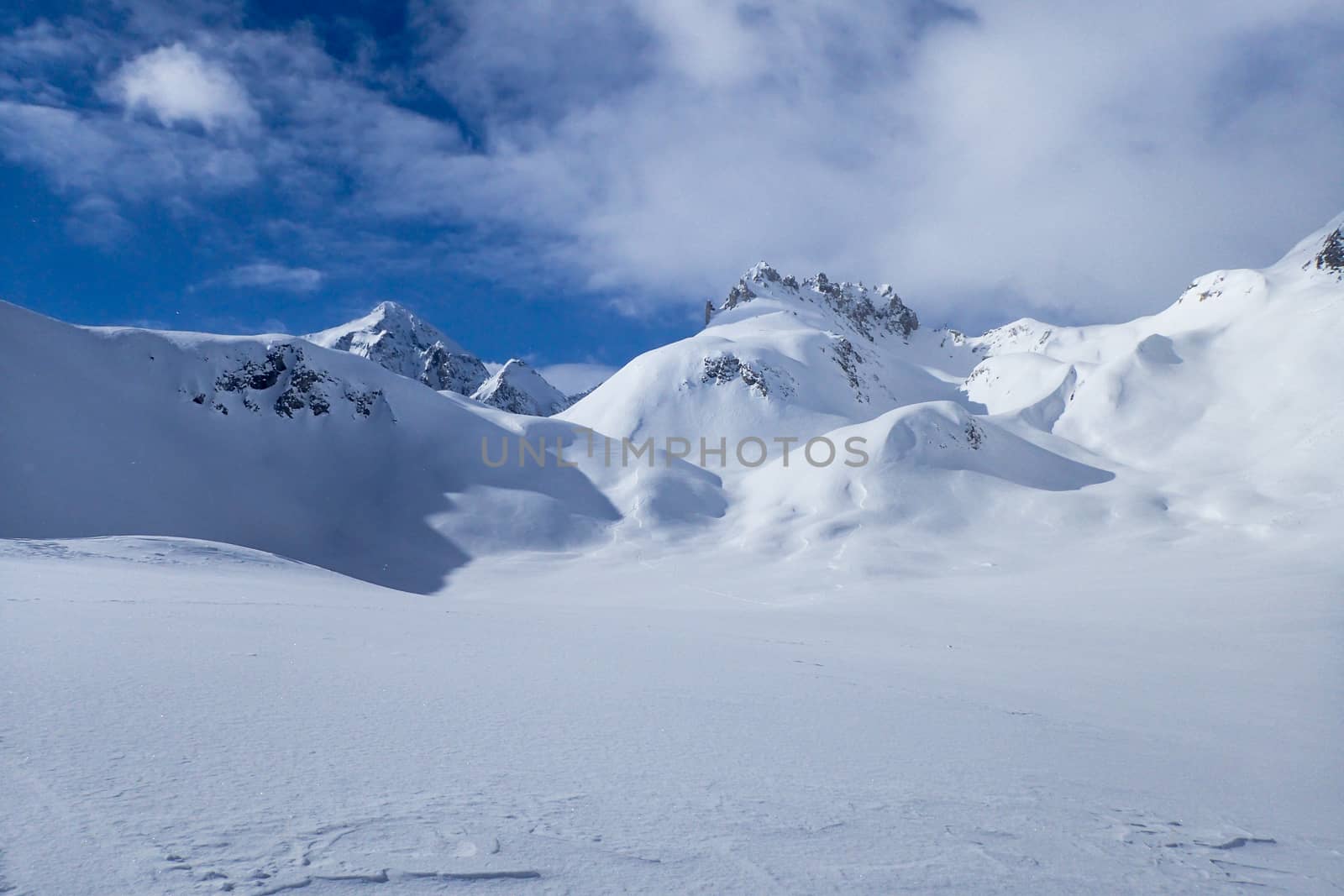 Casaccia, Switzerland: winter landscape, Lareccio canals and Colombe pass