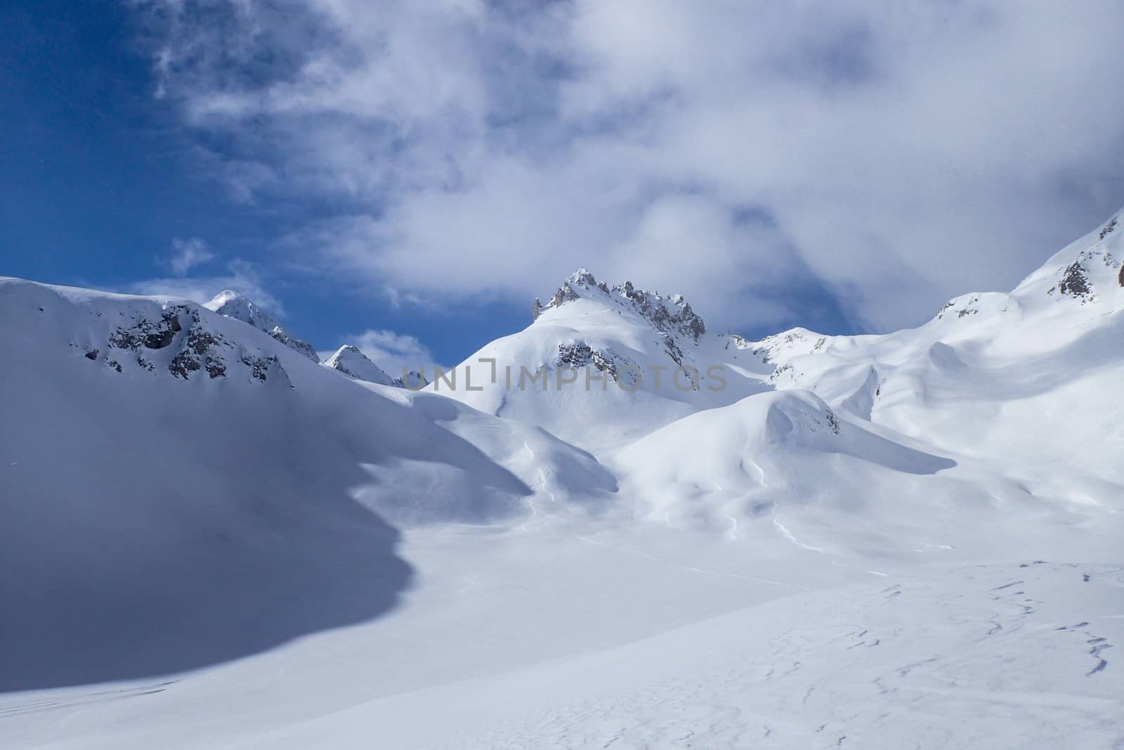 Casaccia, Switzerland: winter landscape, Lareccio canals and Colombe pass