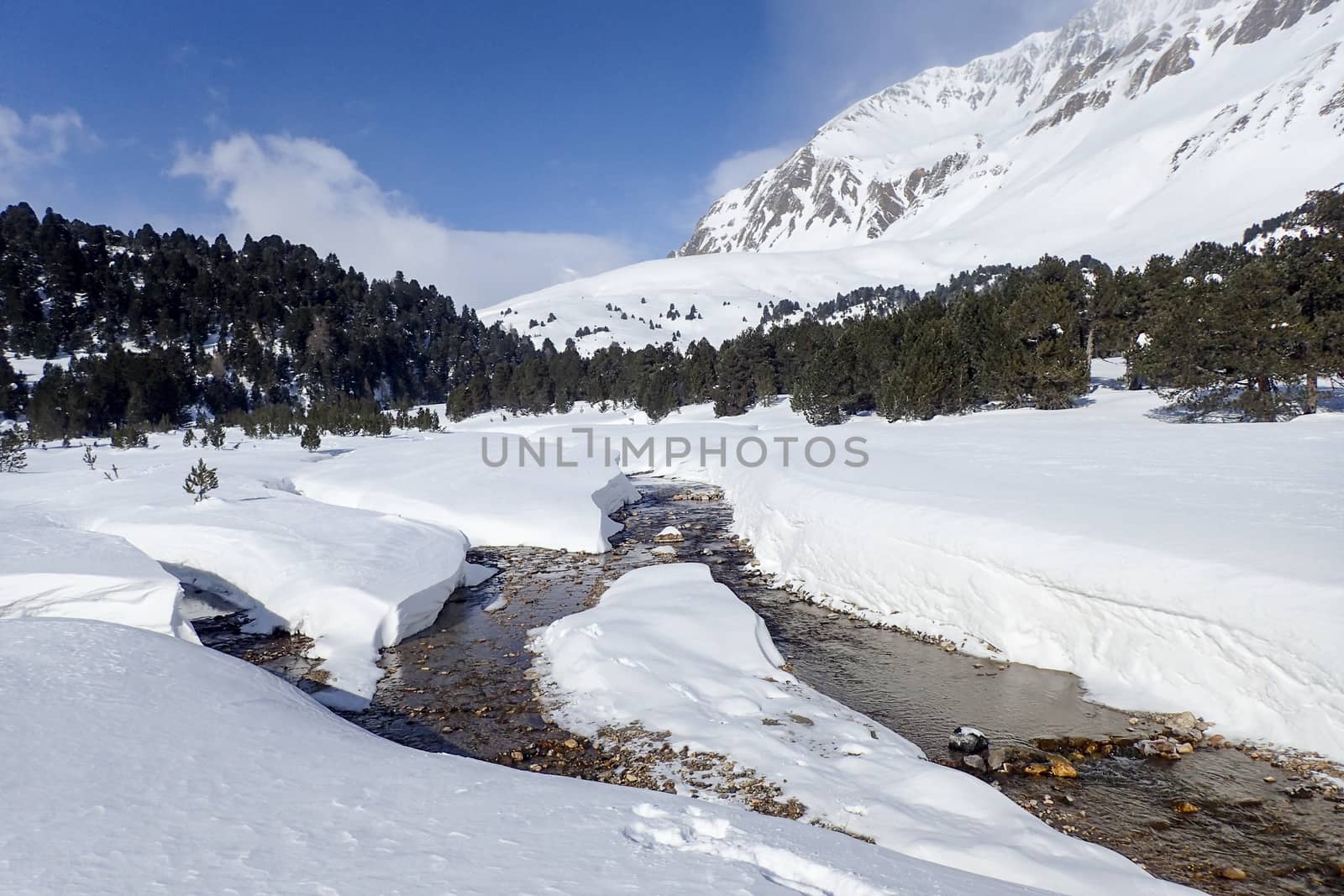 Casaccia, Switzerland: winter landscape, Lareccio canals and Colombe pass