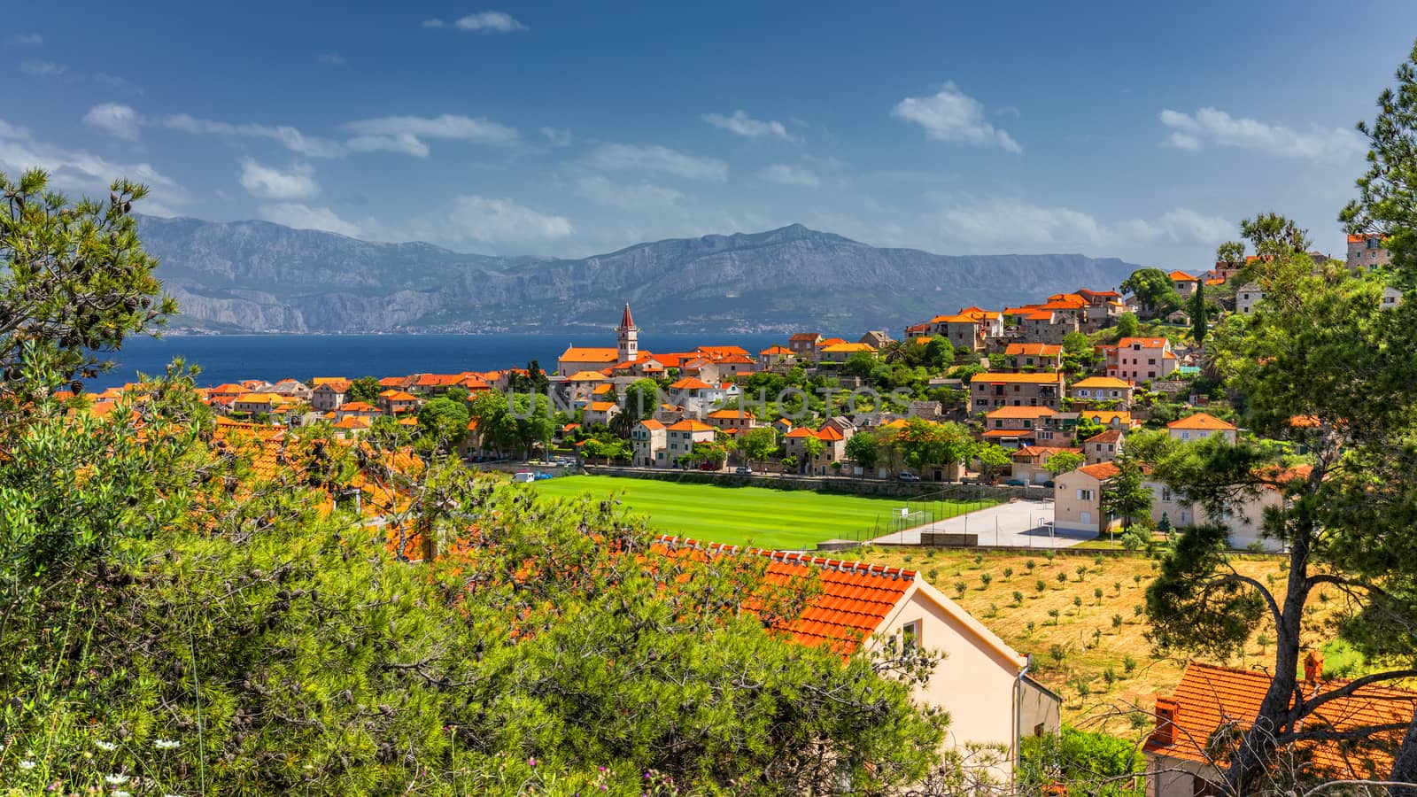 Postira on Brac island skyline view, Dalmatia, Croatia. Postira on Brac island skyline view, Dalmatia, Croatia. Gorgeous view on village Postira on Brac island, Croatia.