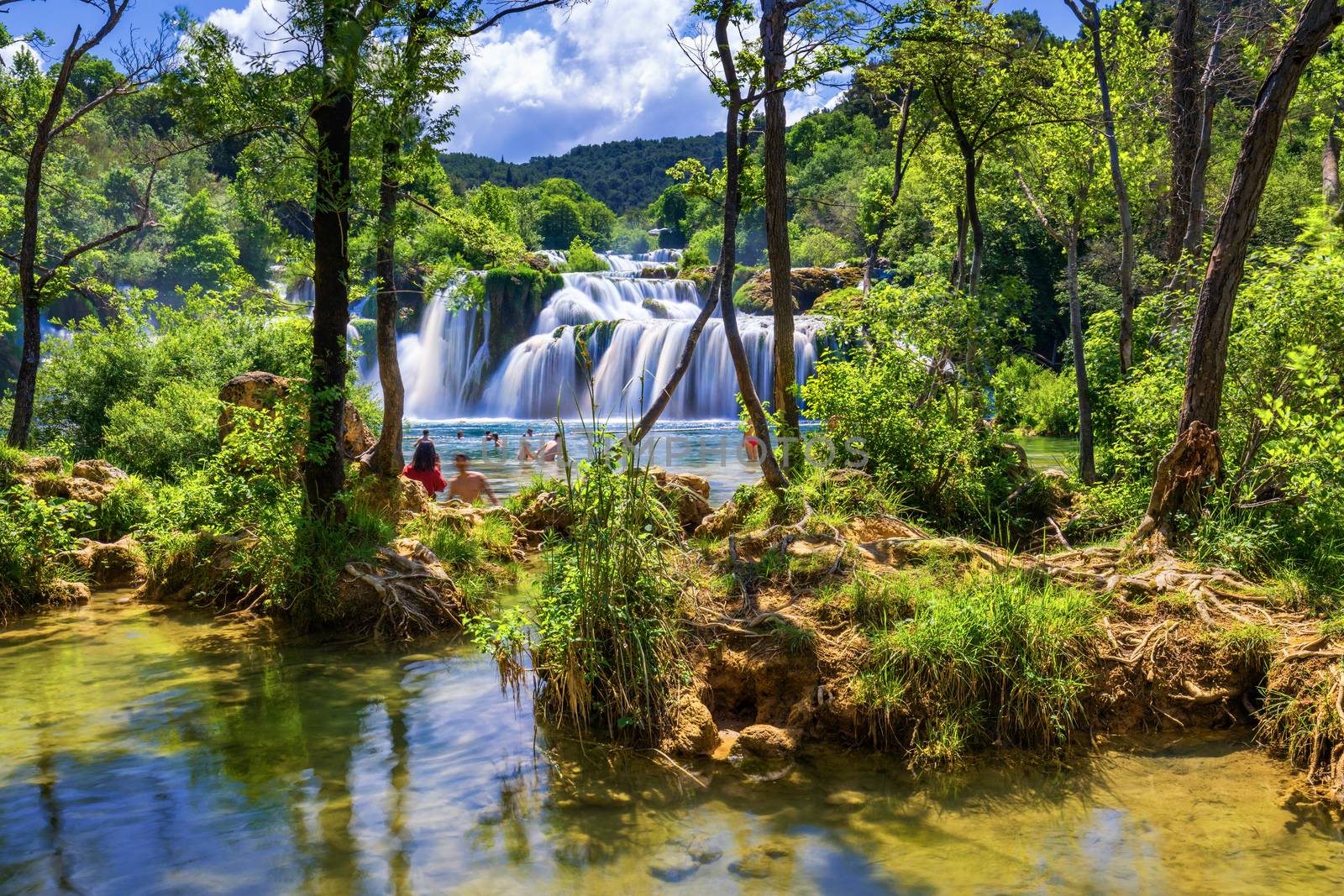 View of Krka National Park, Croatia, Europe. Splendid summer view of Krka waterfalls. Fantastic scene of Krka National Park, Croatia, Europe. 