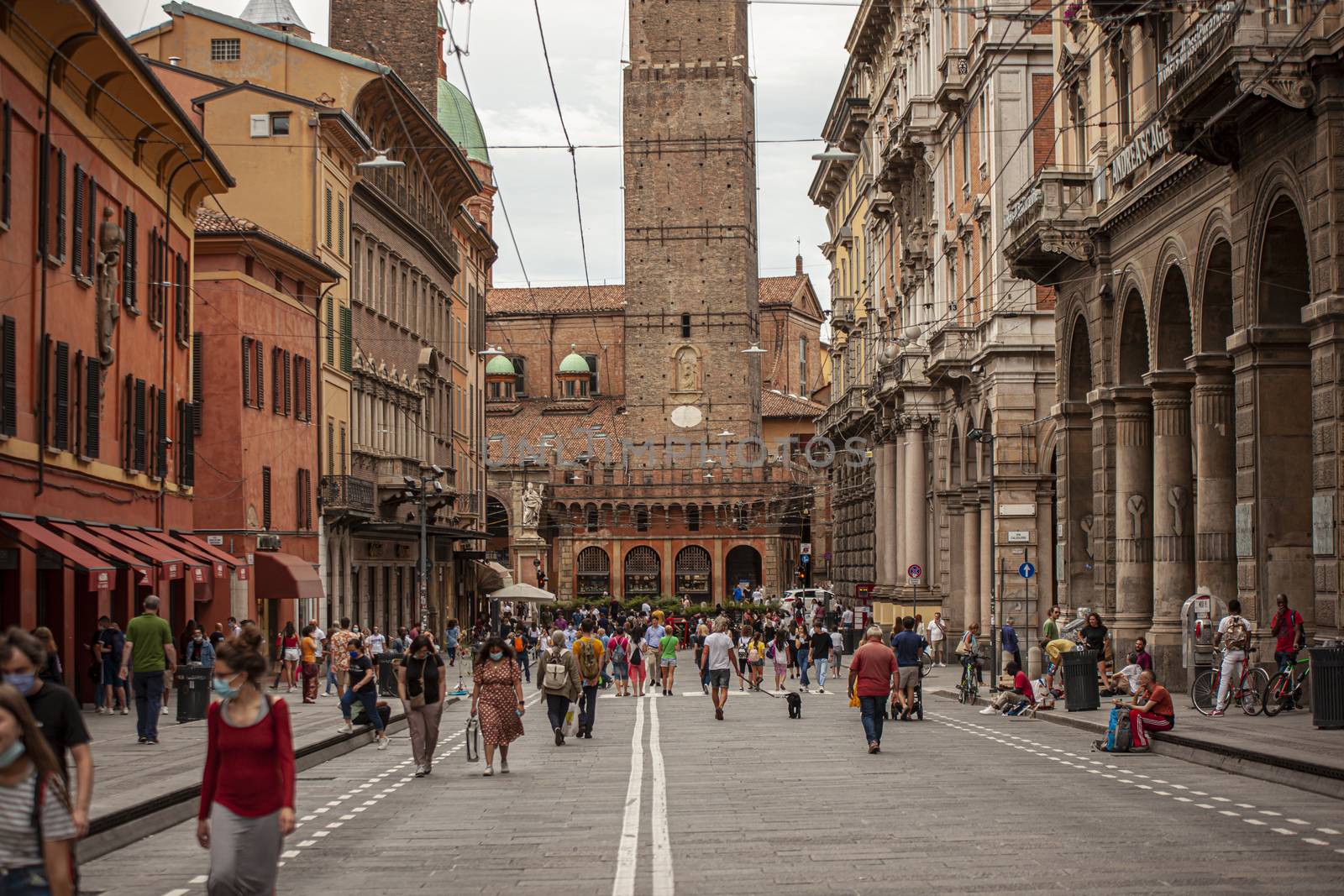 Via Rizzoli in Bologna, Italy with his historical Building and the Asinelli Tower at the end 18 by pippocarlot