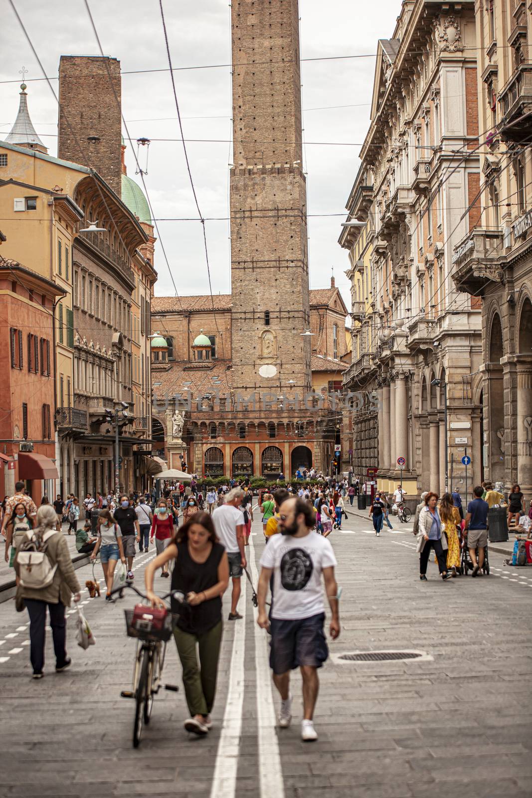 Via Rizzoli in Bologna, Italy with his historical Building and the Asinelli Tower at the end 17 by pippocarlot