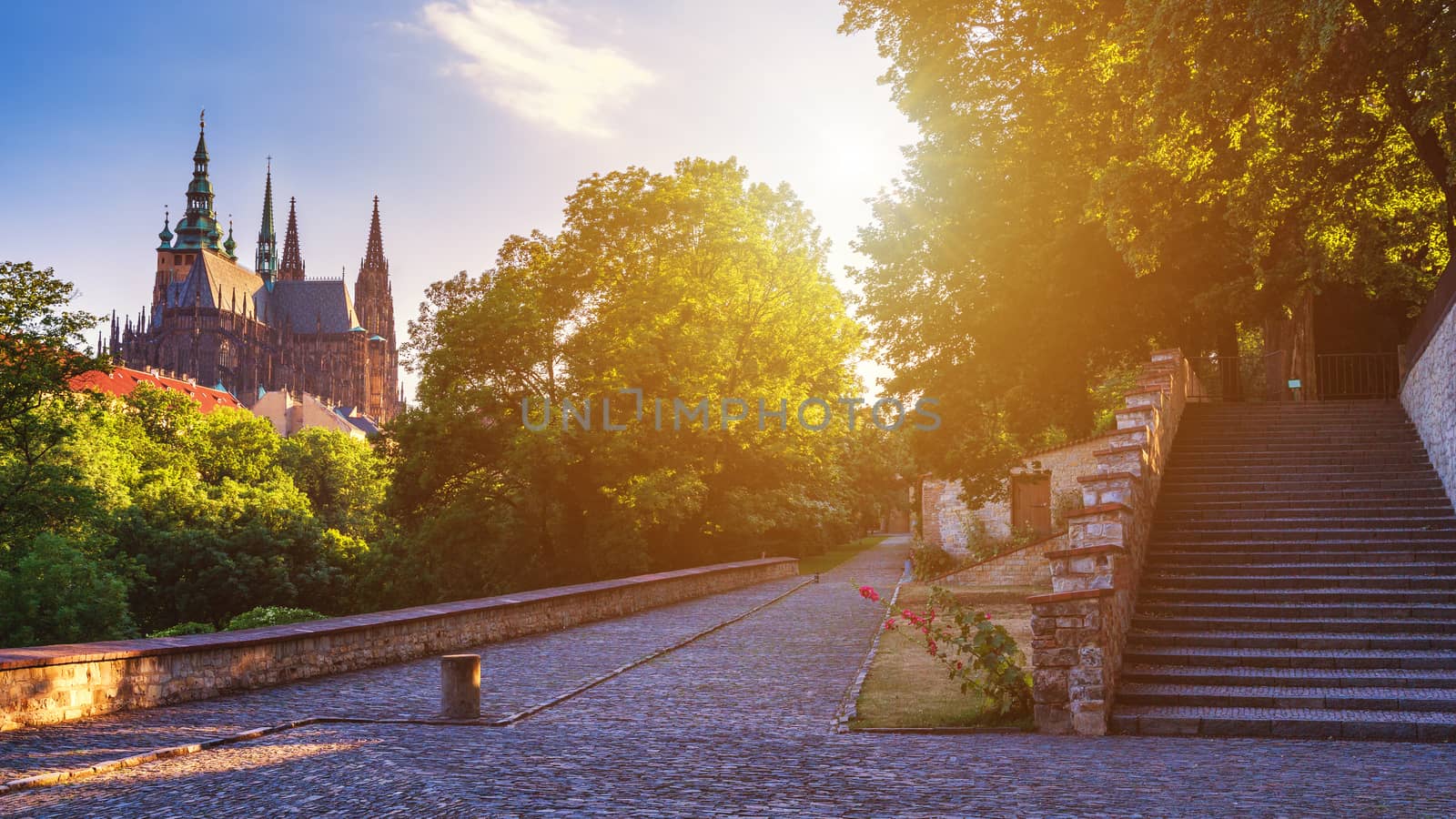 Famous St. Vitus Cathedral Prague, Czech Republic. Sunny day