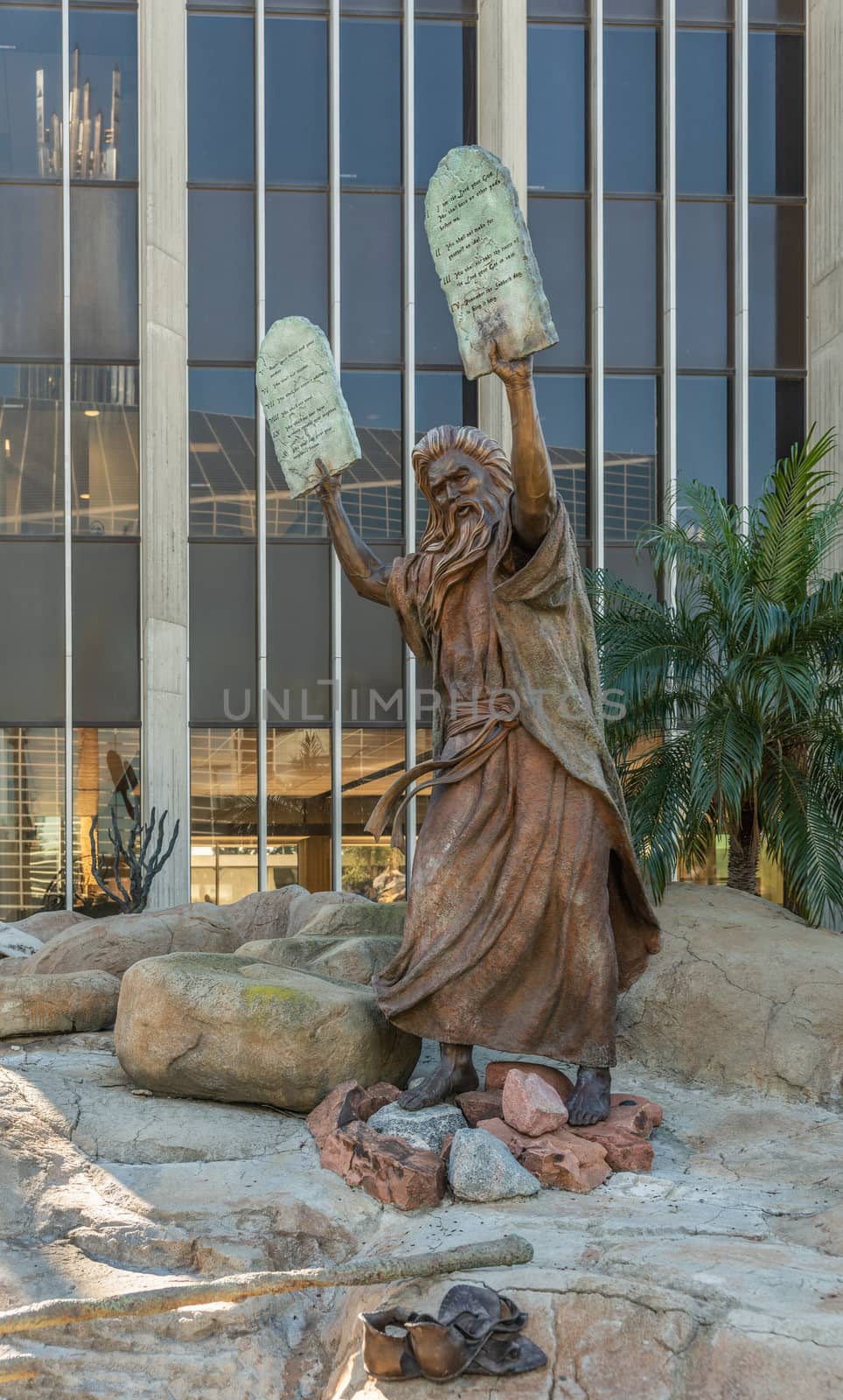 Statue of Moses at Christ Cathedral in Garden Grove, California. by Claudine