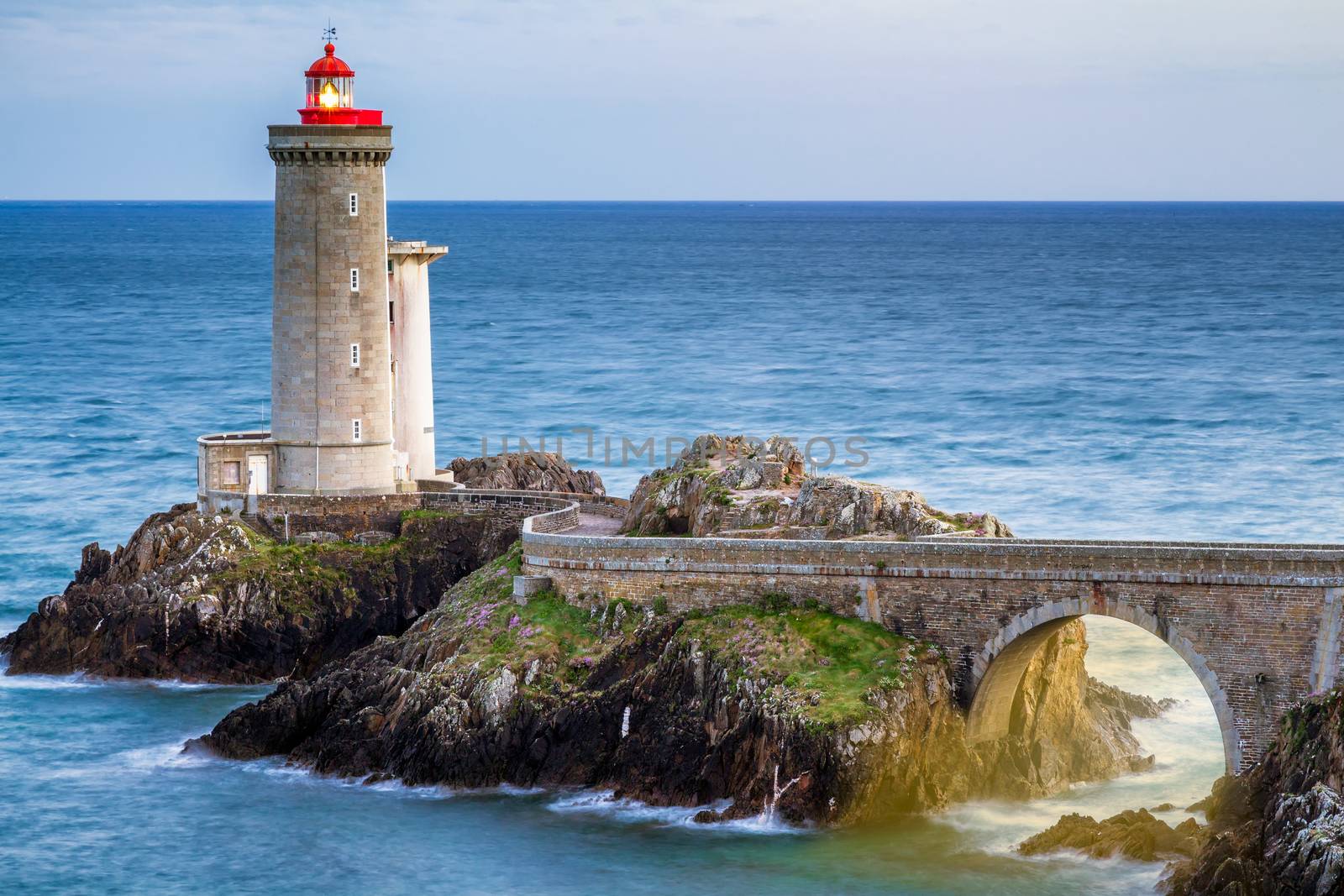 Lighthouse Phare du Petit Minou in Plouzane, Brittany (Bretagne), France.