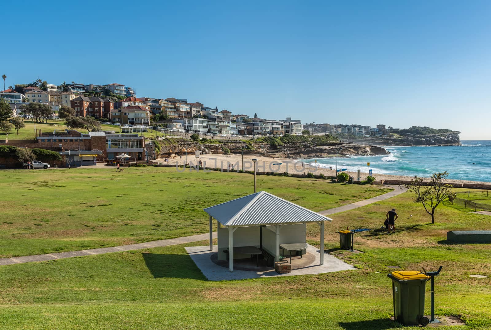 Bronte Park and Beach with view of North Shore, Sydney Australia by Claudine