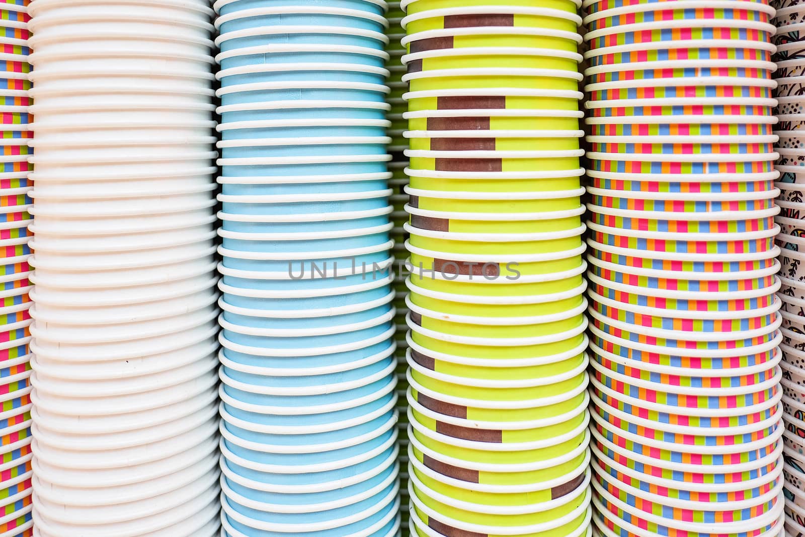 colorful background of colored paper cups by Surasak