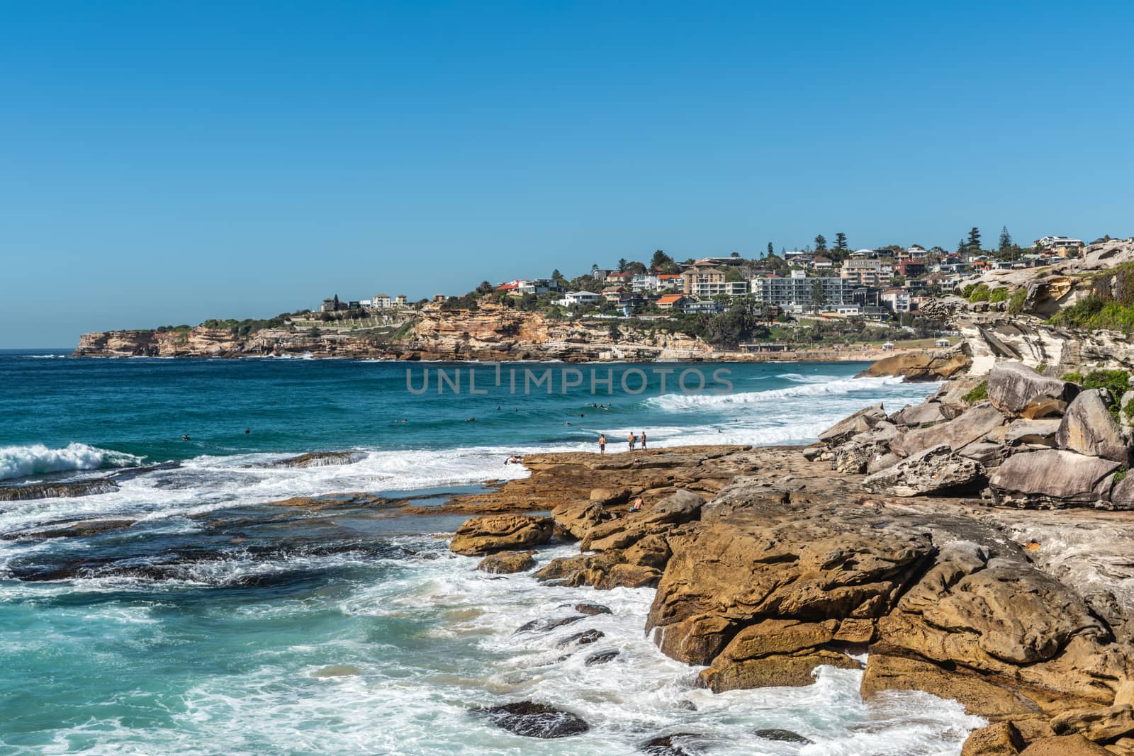 Rocky shore lines south and north of Bronte Beach from, Sydney A by Claudine