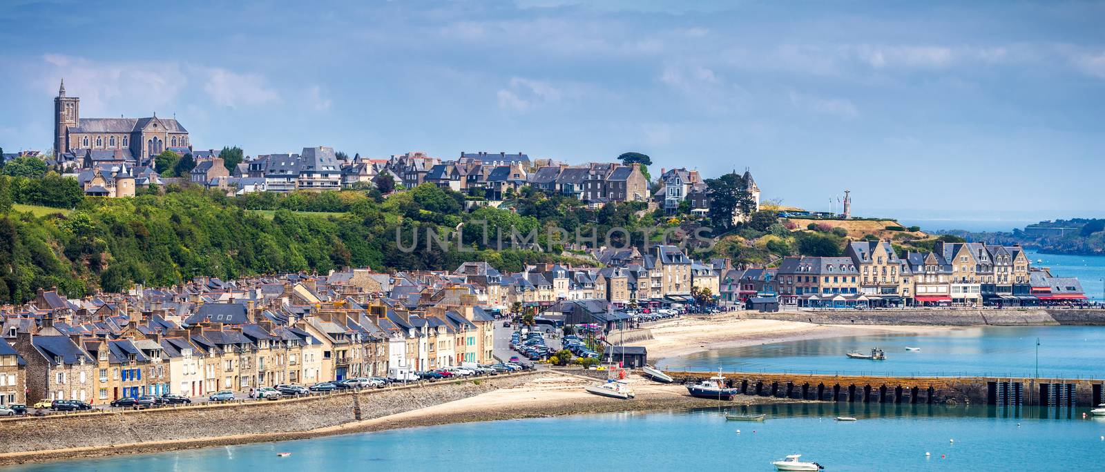 Cancale view, city in north of France known for oyster farming, Brittany.