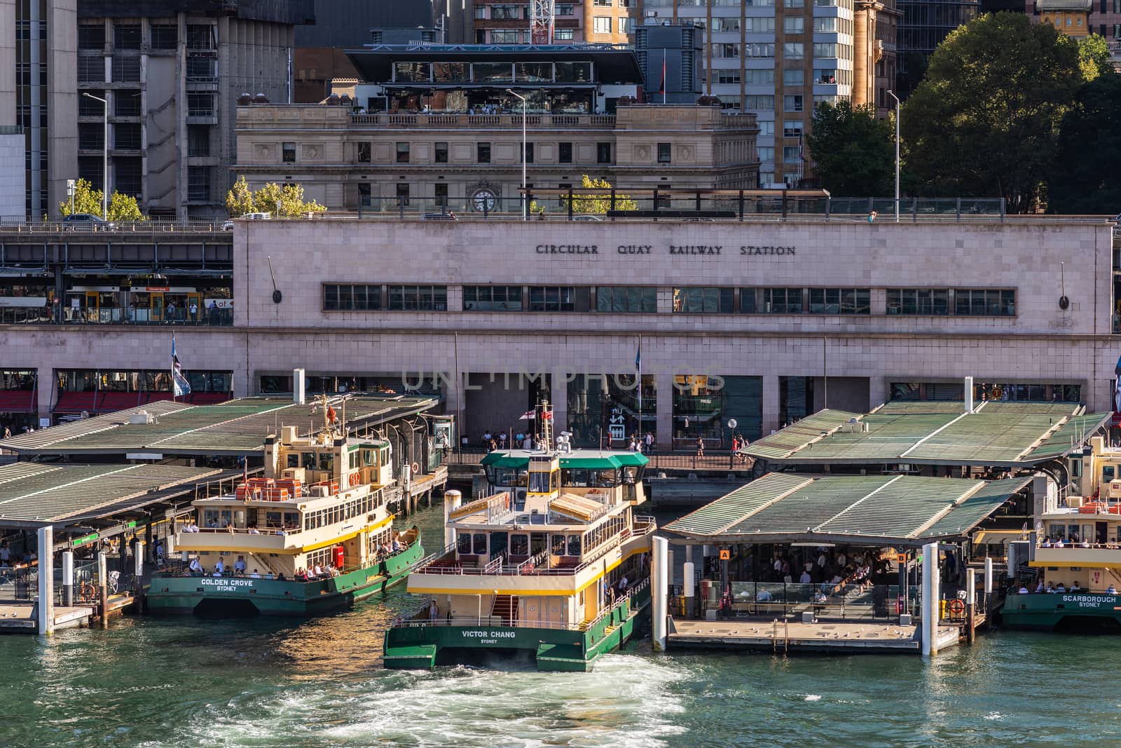 Closeup of Ferry terminal and Circular Quay Railway station, Syd by Claudine