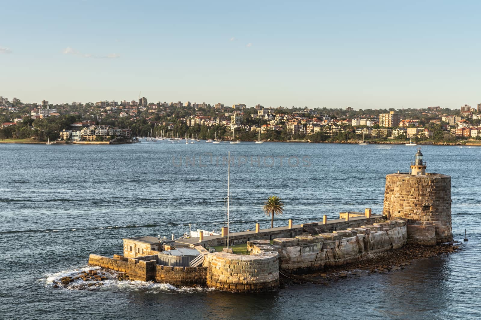 Closeup of Fort Denison on Pinchgut Island in bay, Sydney Austra by Claudine