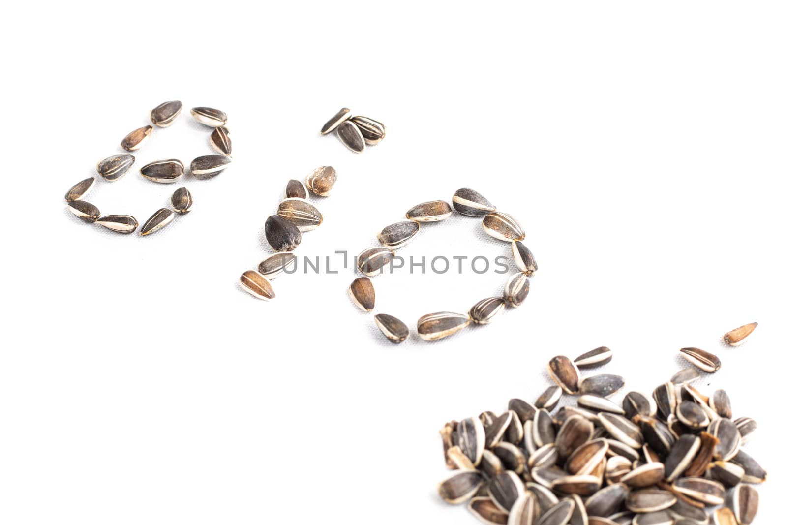 BIO sign in sunflower seed on white background by AtlanticEUROSTOXX