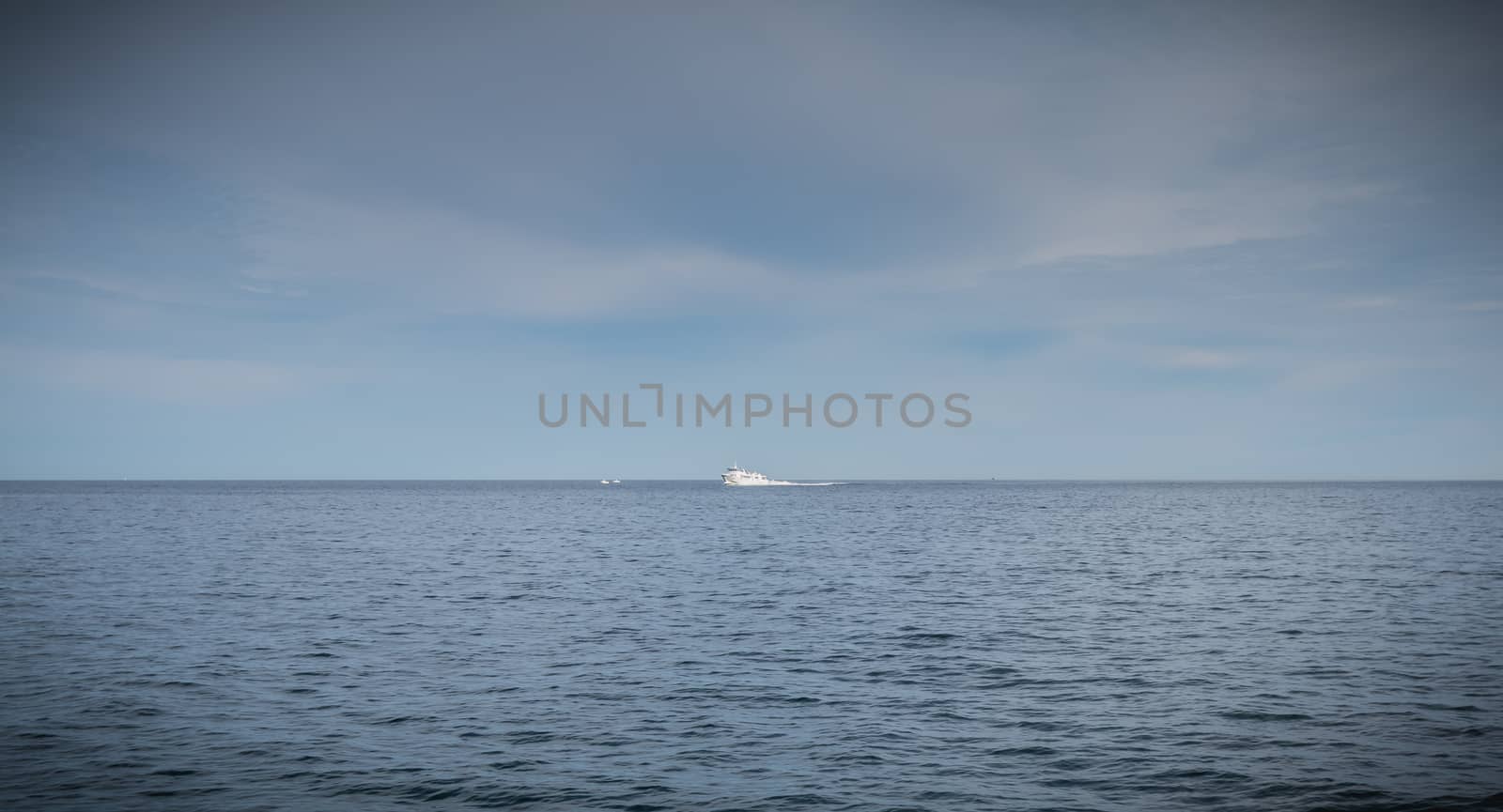 Ferry in the middle of the ocean by AtlanticEUROSTOXX
