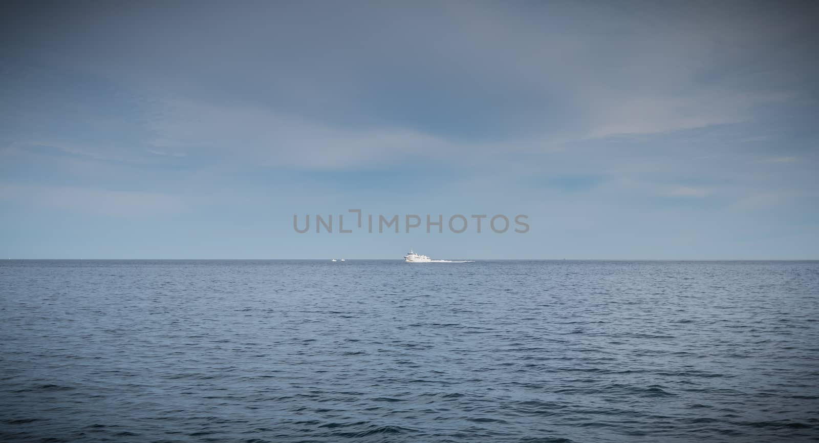 Ferry in the middle of the ocean that will enter the port of Ile d'Yeu