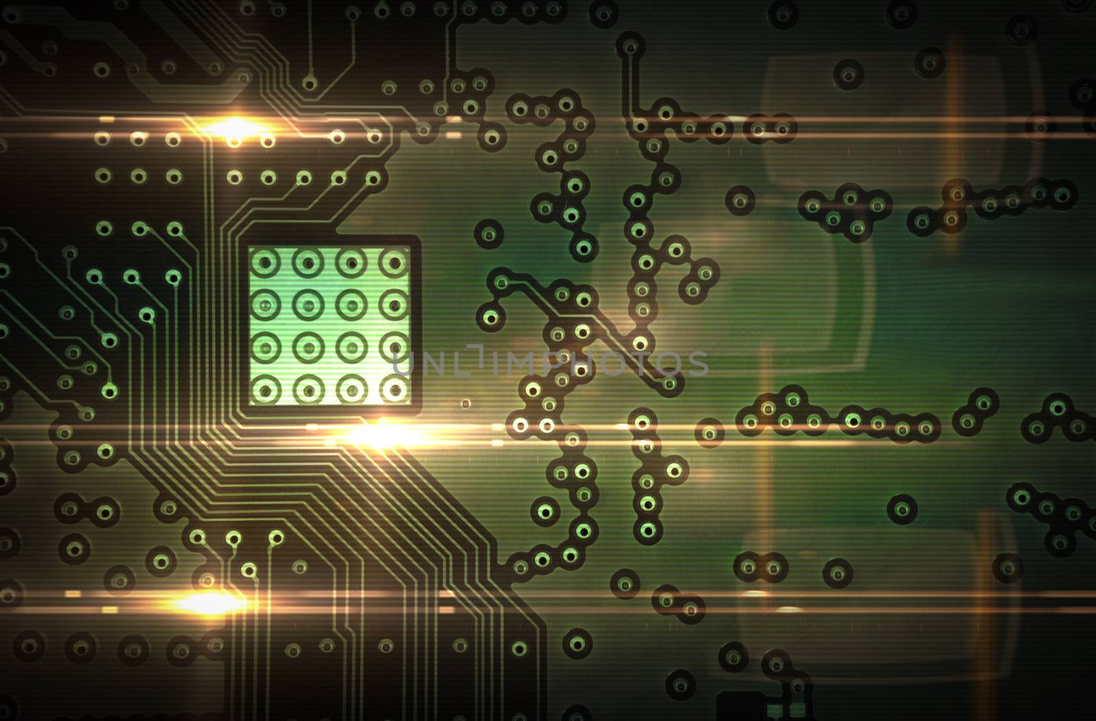 Mobile chip on computer board background. Copy space and Technology concept by silverwings