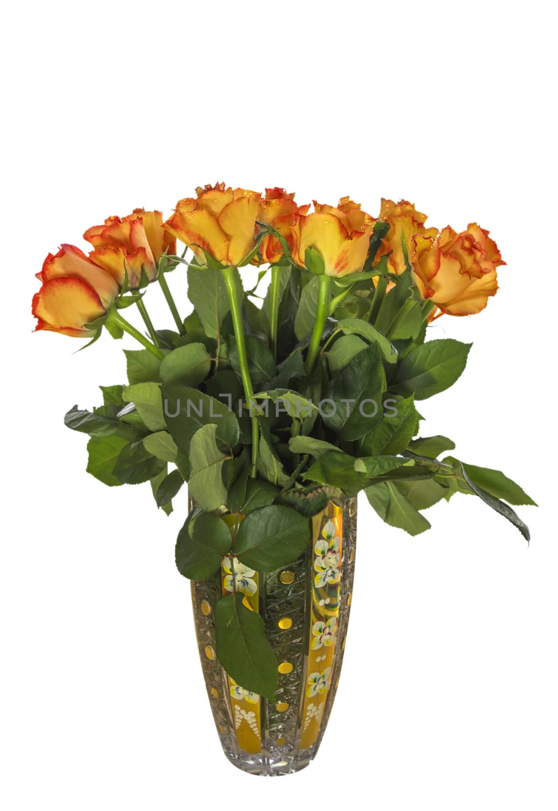 Bouquet of Orange Roses isolated on white. Clipping Path included.