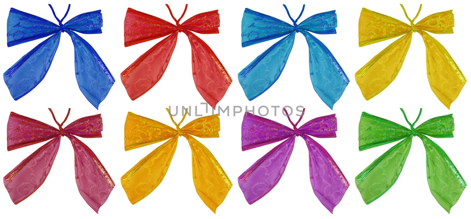 Colorful capron bows isolated on white background.