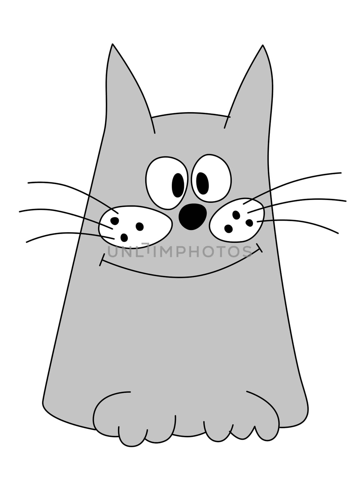 Illustration of a funny playful gray cat