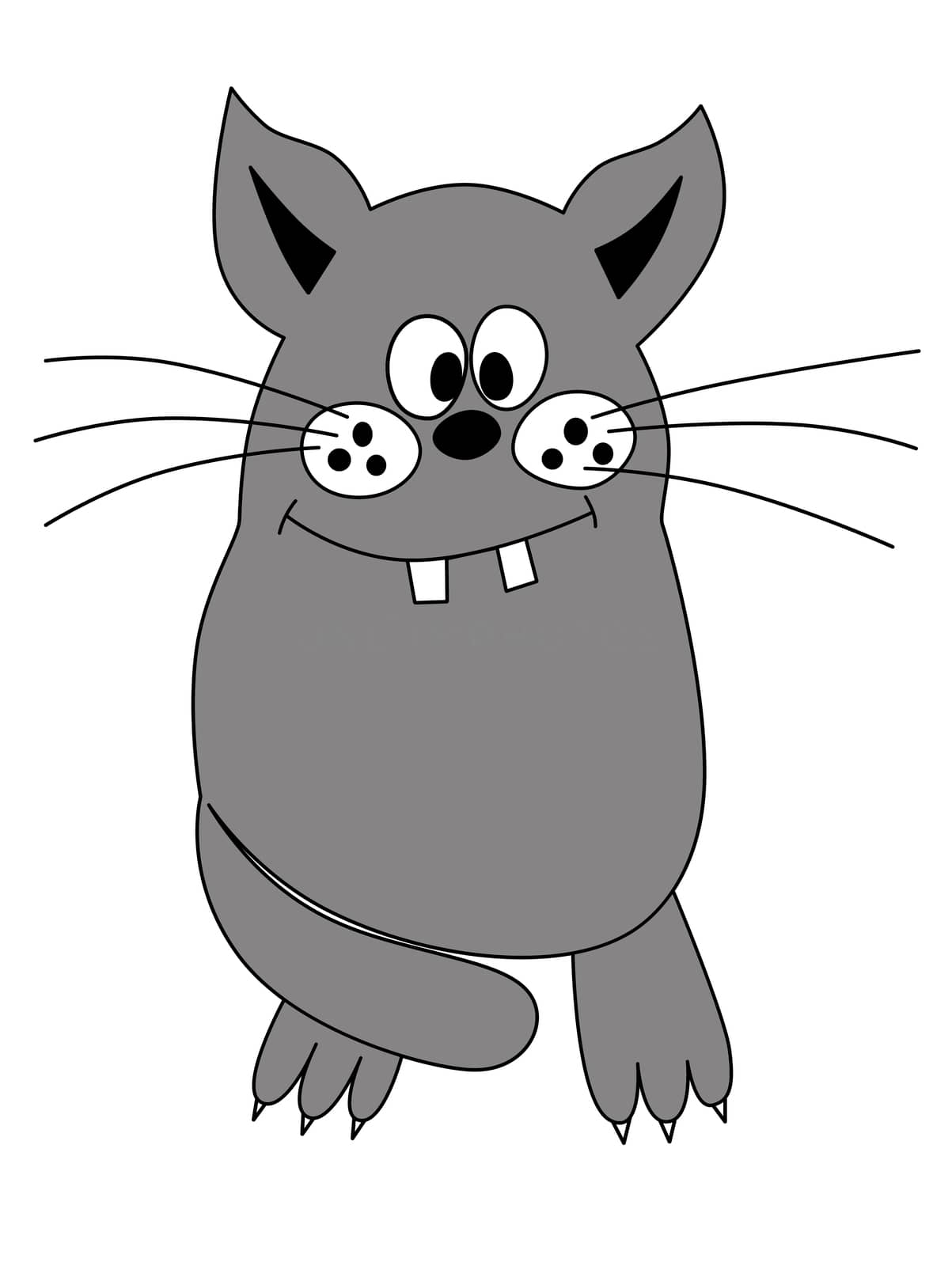 Illustration of a funny playful gray cat with path