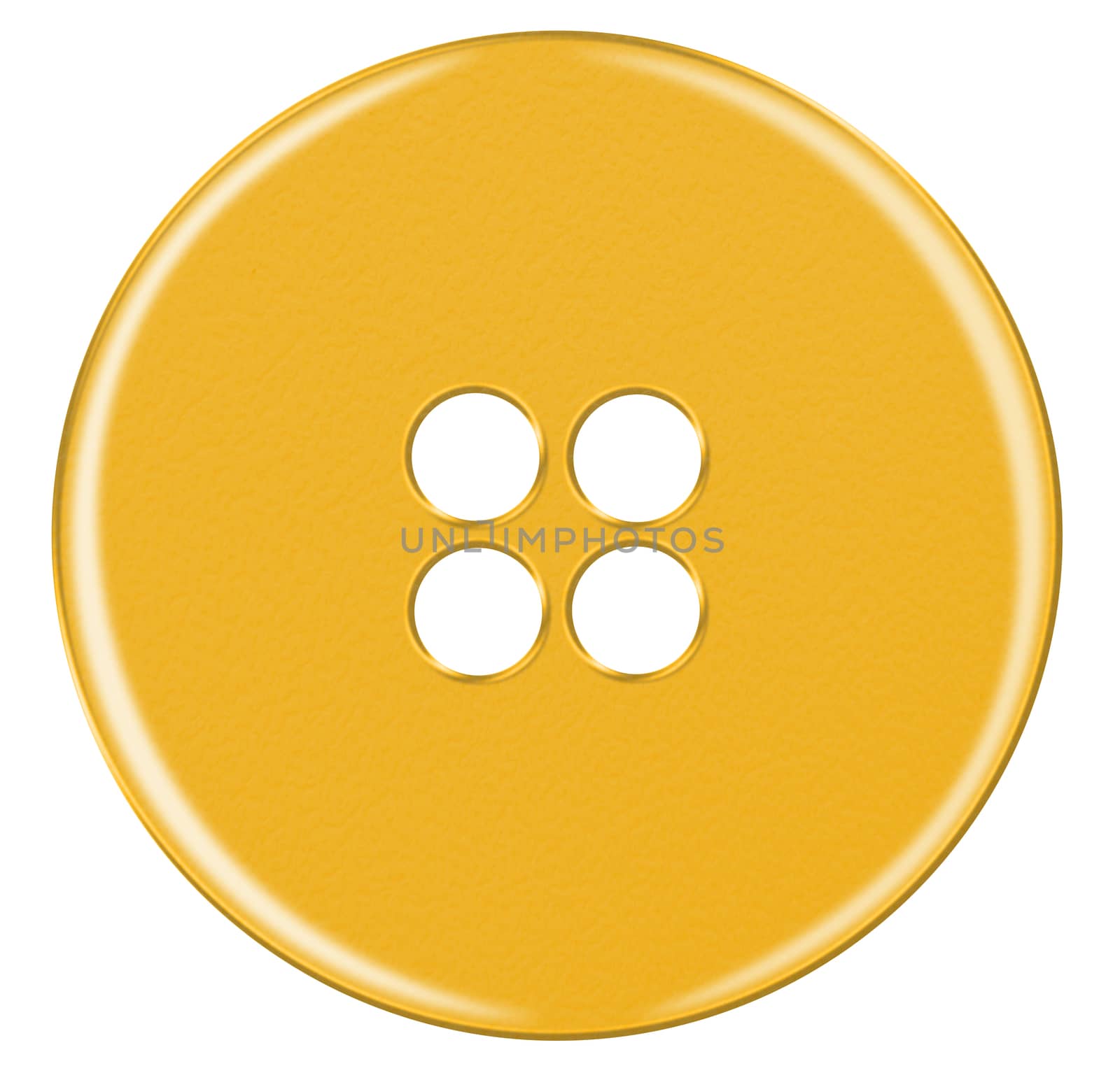 Yellow Plastic button isolated on white background