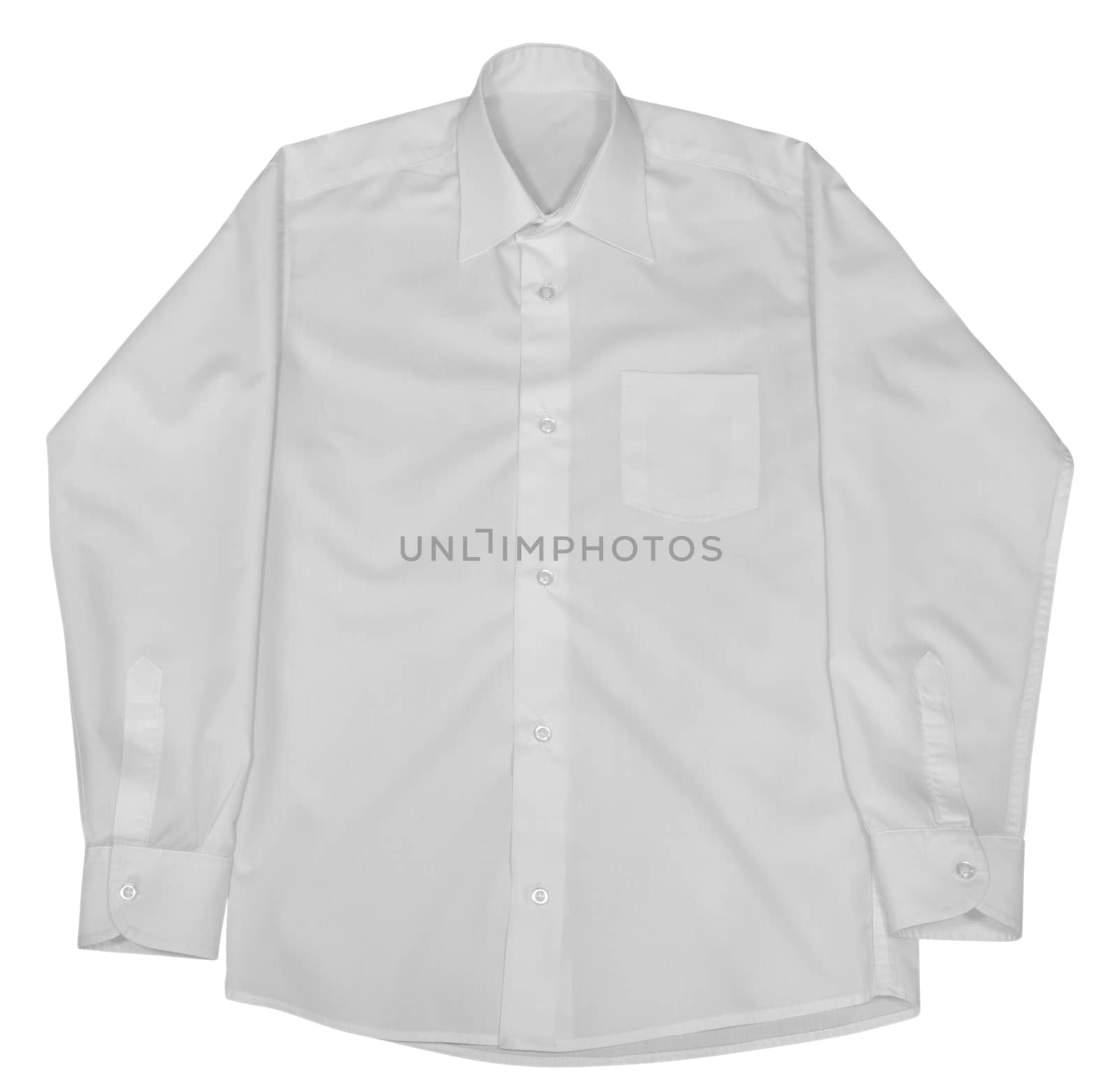 White shirt with long sleeves isolated on white background. Clipping path included.