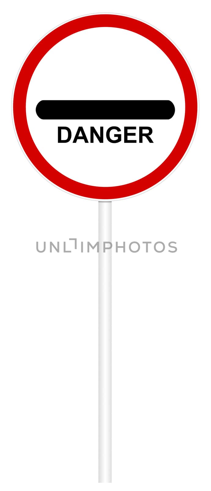 Traffic sign isolated on white 3D illustration - Danger