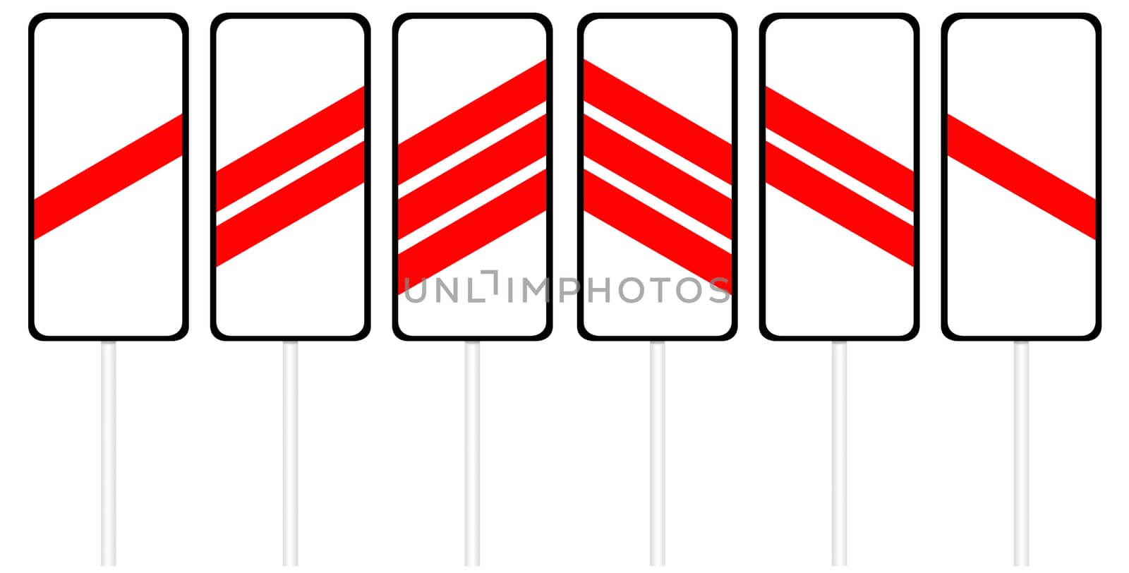 Warning traffic sign isolated on white 3D illustration - Railway crossing