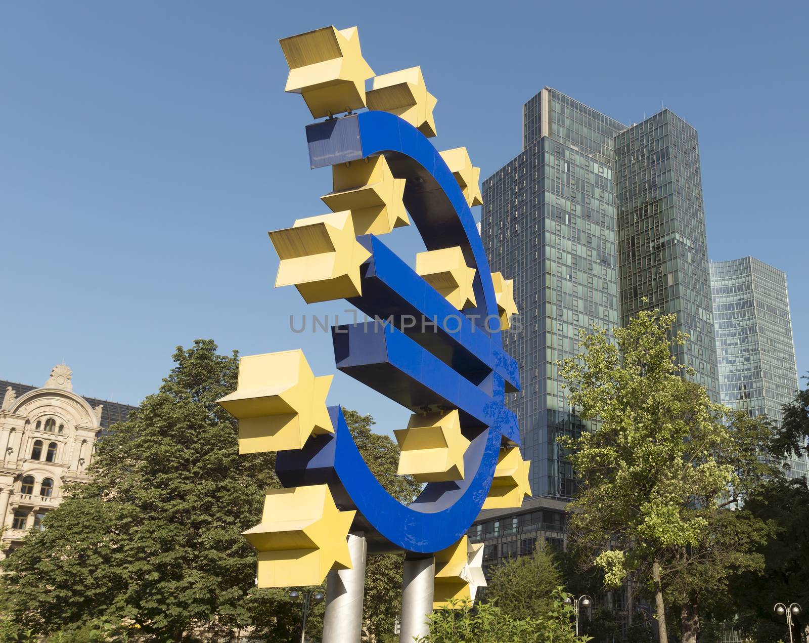 The Euro sign in Frankfurt am Main, Germany.