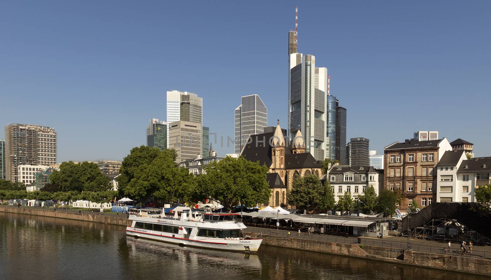FRANKFURT AM MAIN, GERMANY - JULY 2, 2015: View of Frankfurt am Main, Germany. Frankfurt is the fifth-largest city in Germany.

Frankfurt am Main, Germany - July 2, 2015: View of Frankfurt am Main, Germany. Frankfurt is the fifth-largest city in Germany.