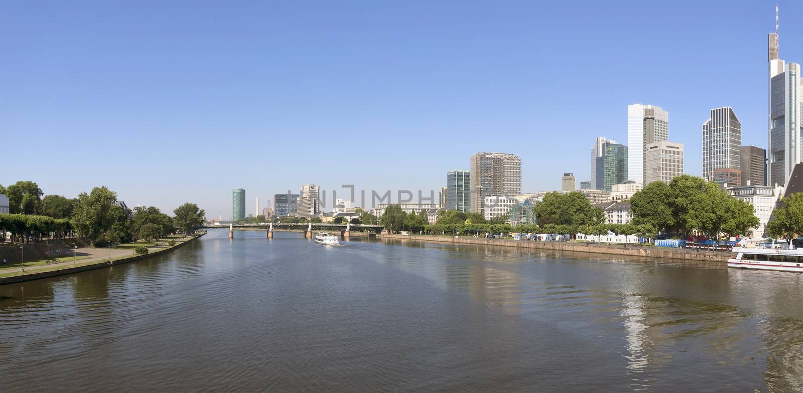 FRANKFURT AM MAIN, GERMANY - JULY 2, 2015: Panoramic view of Frankfurt am Main, Germany. Frankfurt is the fifth-largest city in Germany.

Frankfurt am Main, Germany - July 2, 2015: Panoramic view of Frankfurt am Main, Germany. Frankfurt is the fifth-largest city in Germany.