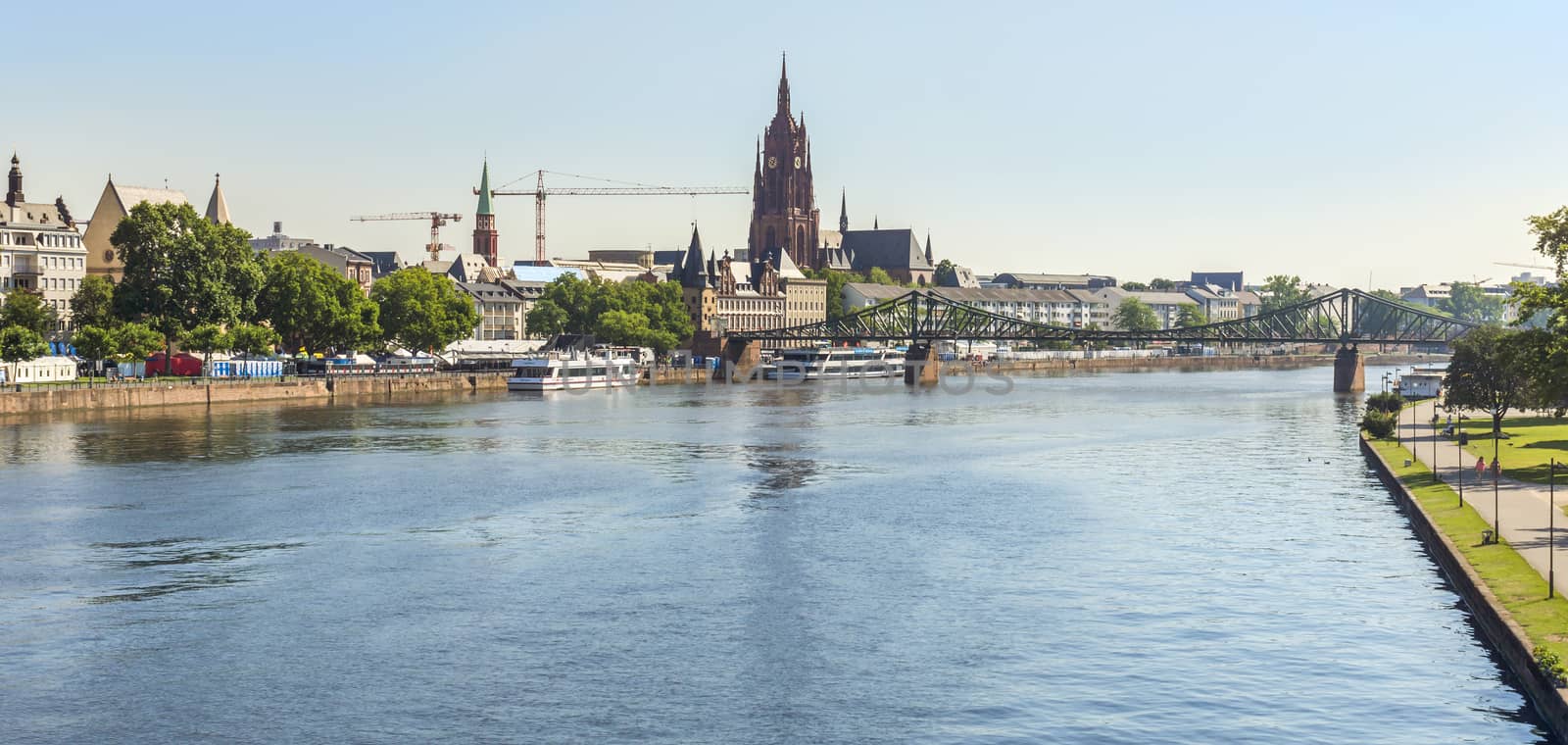 FRANKFURT AM MAIN, GERMANY - JULY 2, 2015: View on old district of Frankfurt am Main, Germany. Frankfurt is the fifth-largest city in Germany.

Frankfurt am Main, Germany - July 2, 2015: View on old district of Frankfurt am Main, Germany. Frankfurt is the fifth-largest city in Germany.