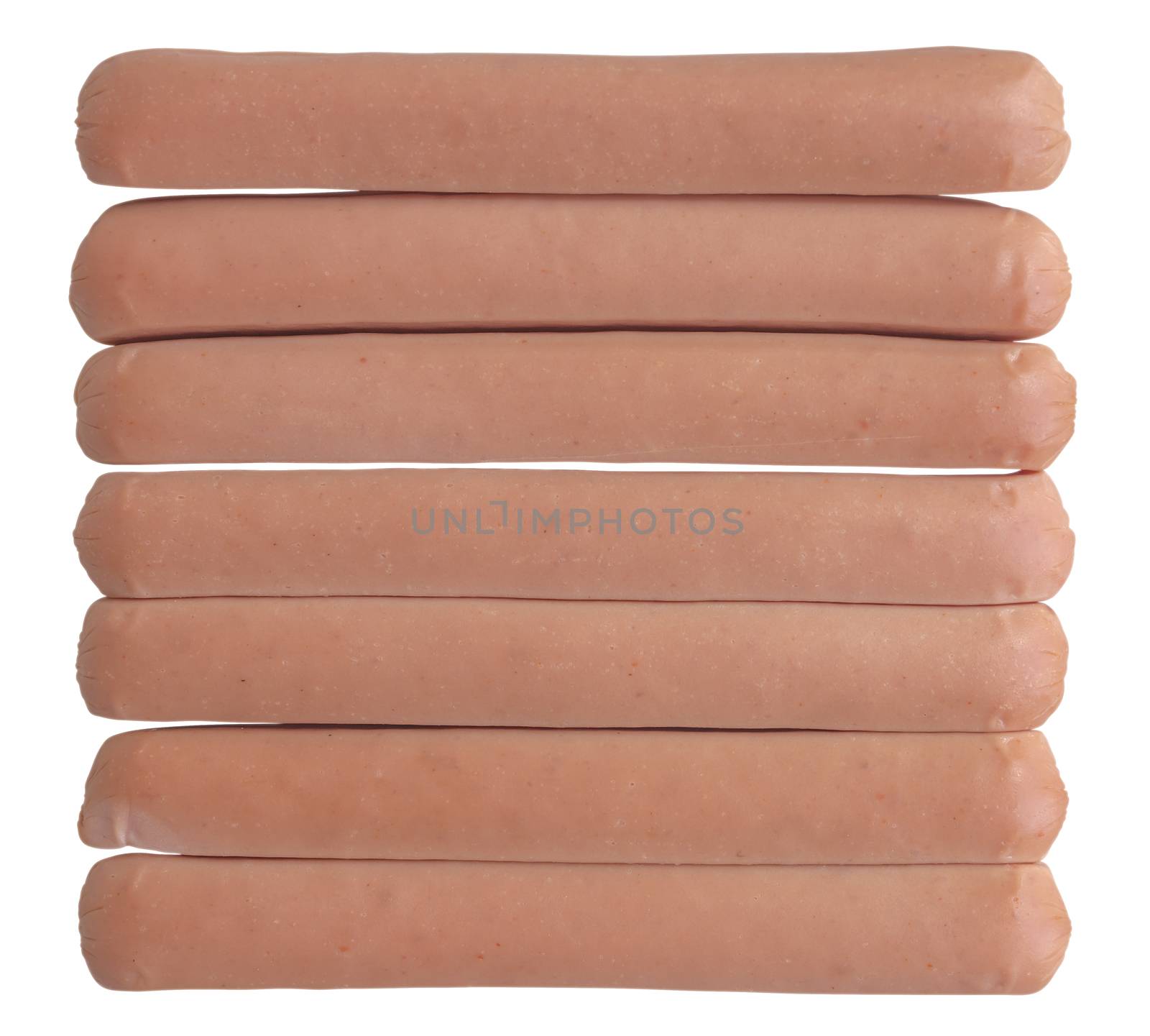 Frankfurter sausage isolated on white background. Clipping path included.