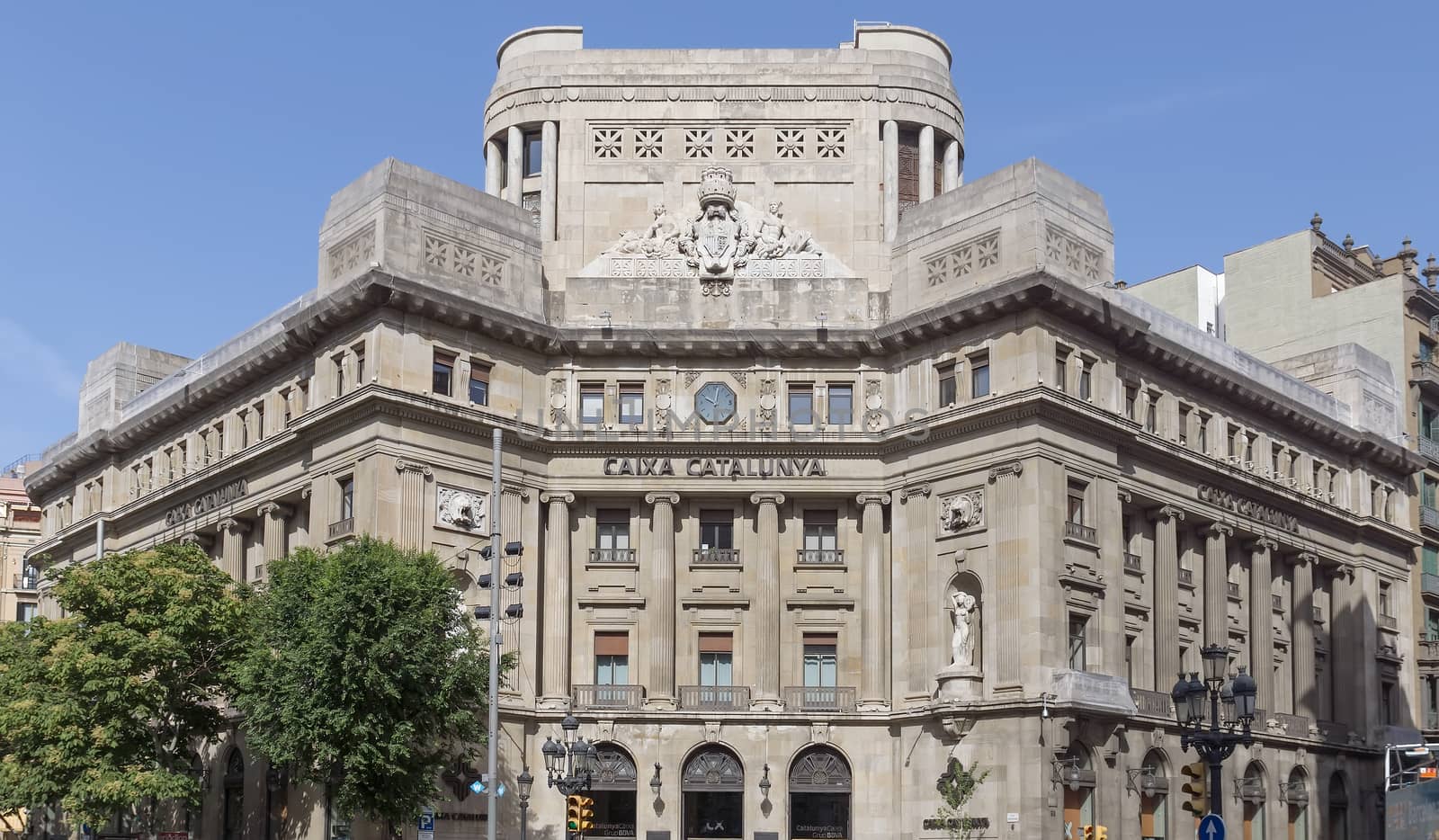 BARCELONA, SPAIN - JULY 6, 2015: Caixa Catalunya's headquarters, Barcelona, Spain. It was the fifth largest savings bank in Spain, and the second largest banking institution in Catalonia, after La Caixa. It was founded on October 26, 1926.

Barcelona, Spain - July 6, 2015: Caixa Catalunya's headquarters, Barcelona, Spain. It was the fifth largest savings bank in Spain, and the second largest banking institution in Catalonia, after La Caixa. It was founded on October 26, 1926.