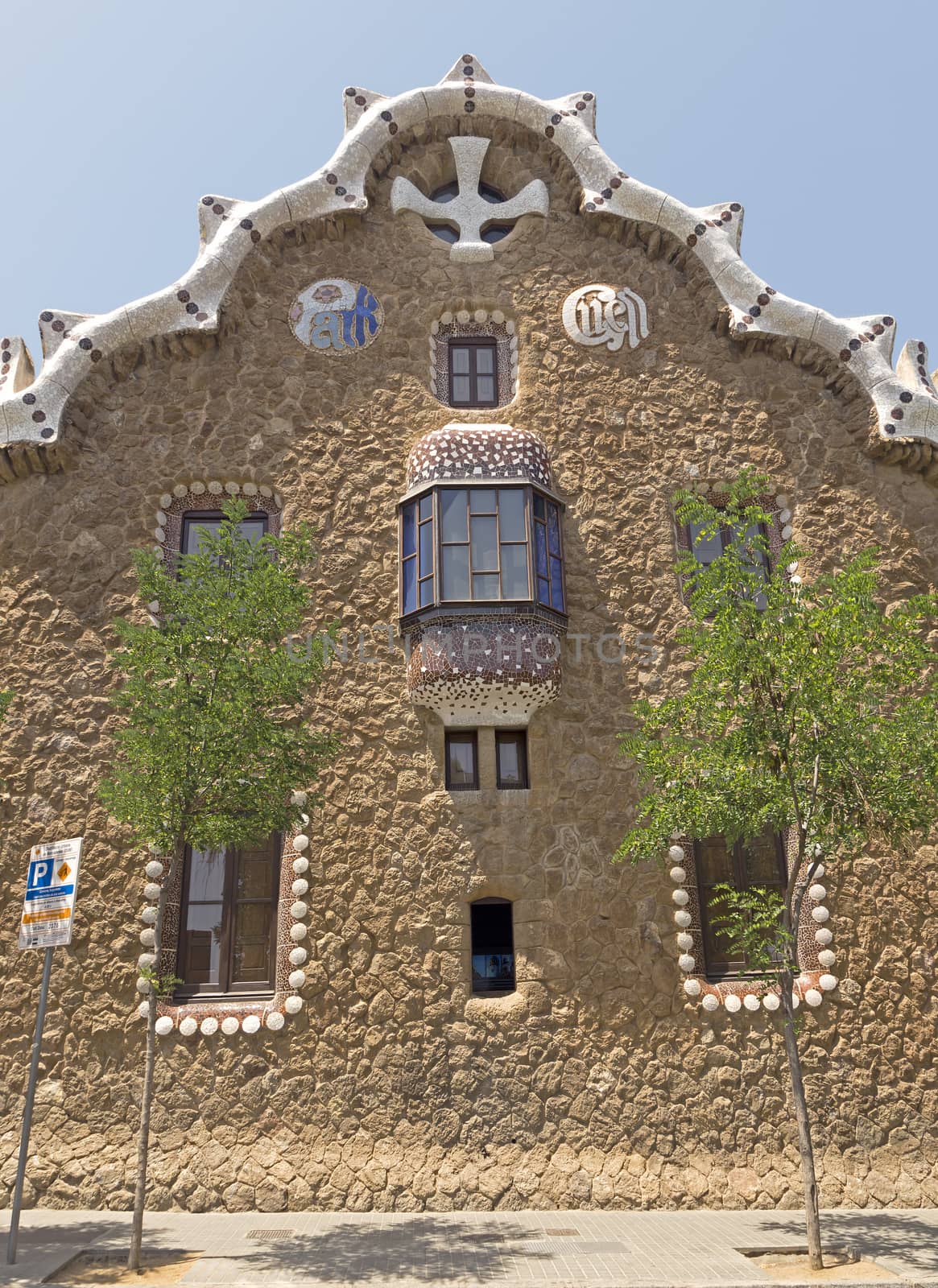 Architecture of Park Guell by architect Antonio Gaudi. Barcelona, Spain