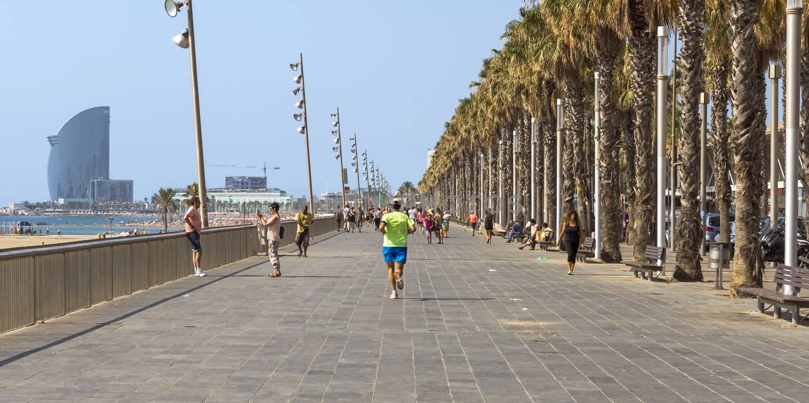 Barceloneta Beach from Promenade by Venakr