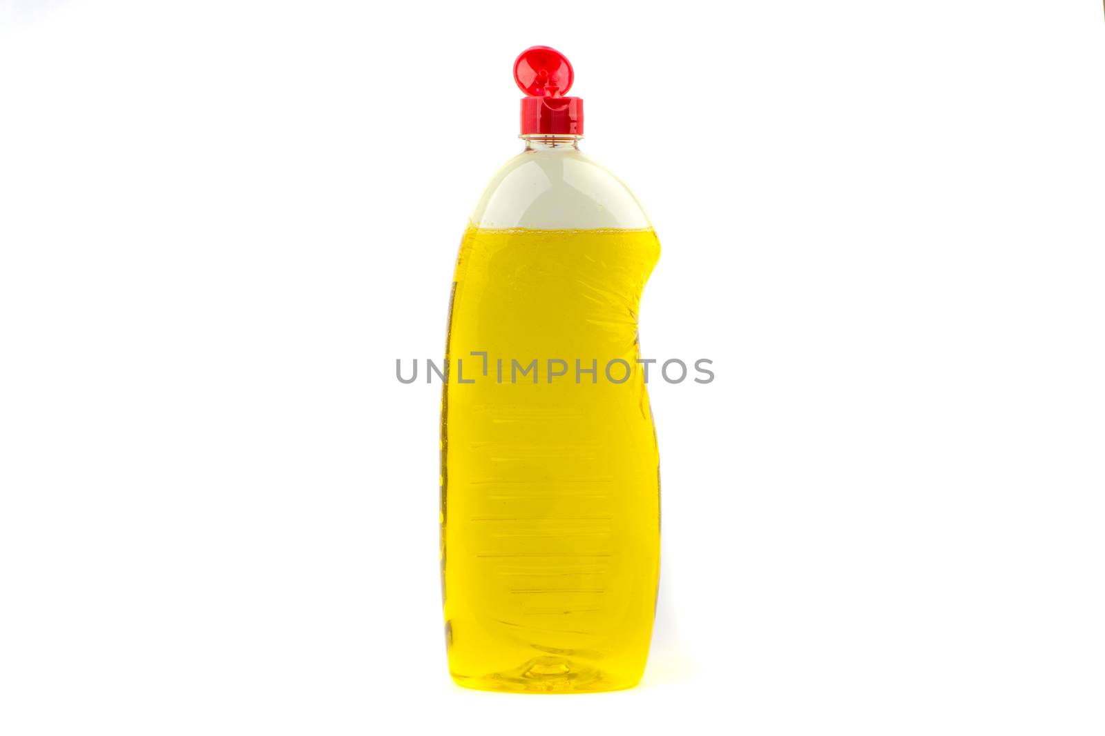 Dishwashing liquid detergent or soap in plastic bottle isolated on white background by silverwings