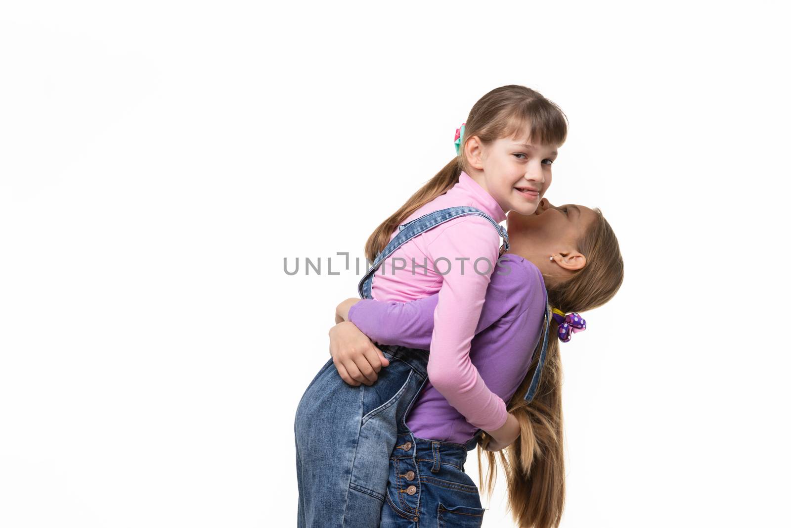 Girl lifted and hugged another a girl by Madhourse