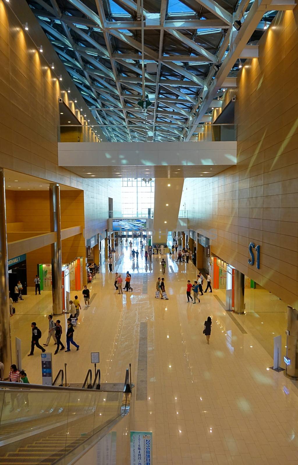 KAOHSIUNG, TAIWAN -- APRIL 18, 2015: An interior view of the Kaohsiung Exhibition Center during the 2015 Industrial Automation Expo.