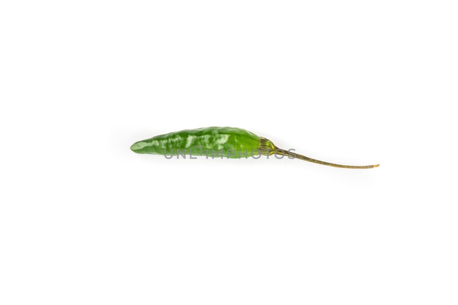 Green BirdÕs eye chili,Thai Chili pepper ,bird chili pepper nature isolate on white background. Selective focus and crop fragment