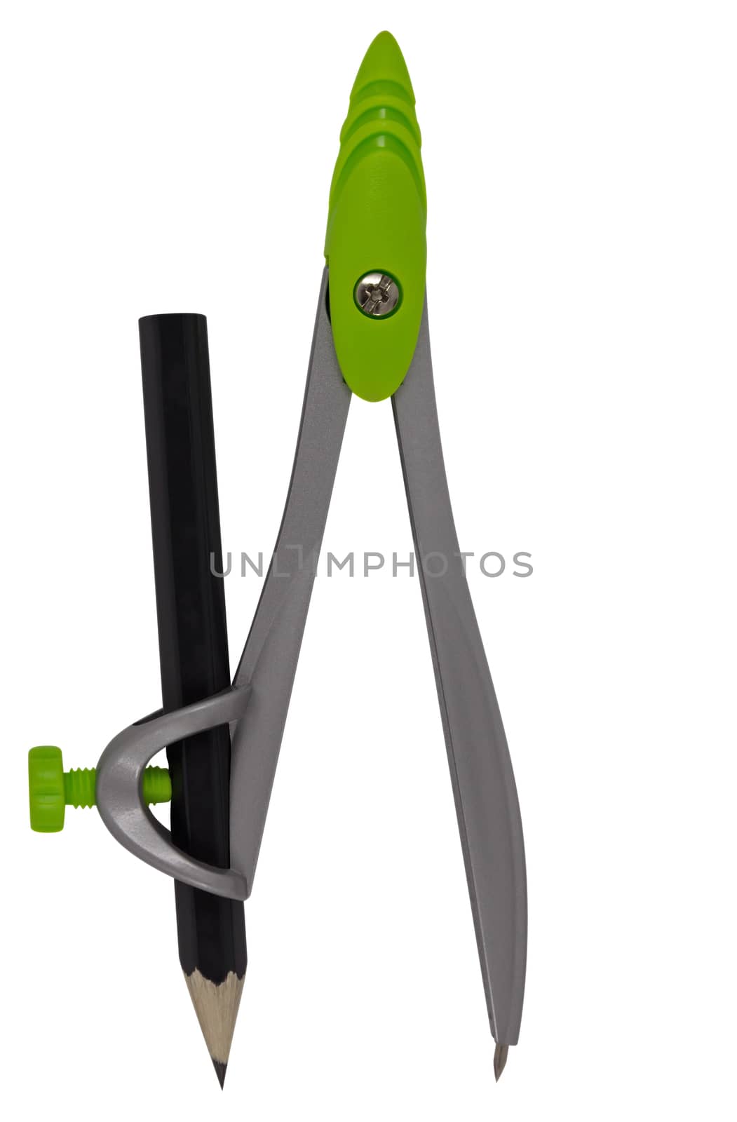 Drawing compasses isolated on white. Clipping path included.